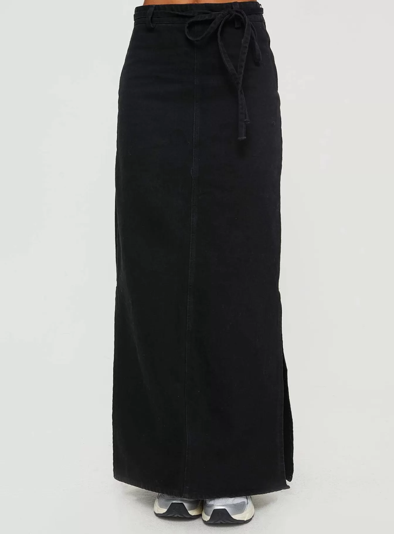 Princess Polly Skirts | Brandee Tie Front Denim Maxi Skirt Black Wash