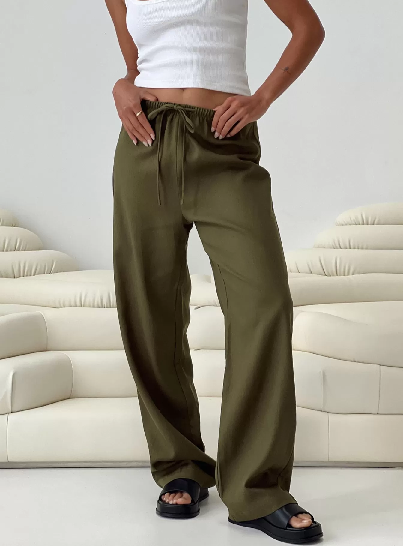 Princess Polly Pants | Breeta Drawstring Pants Olive