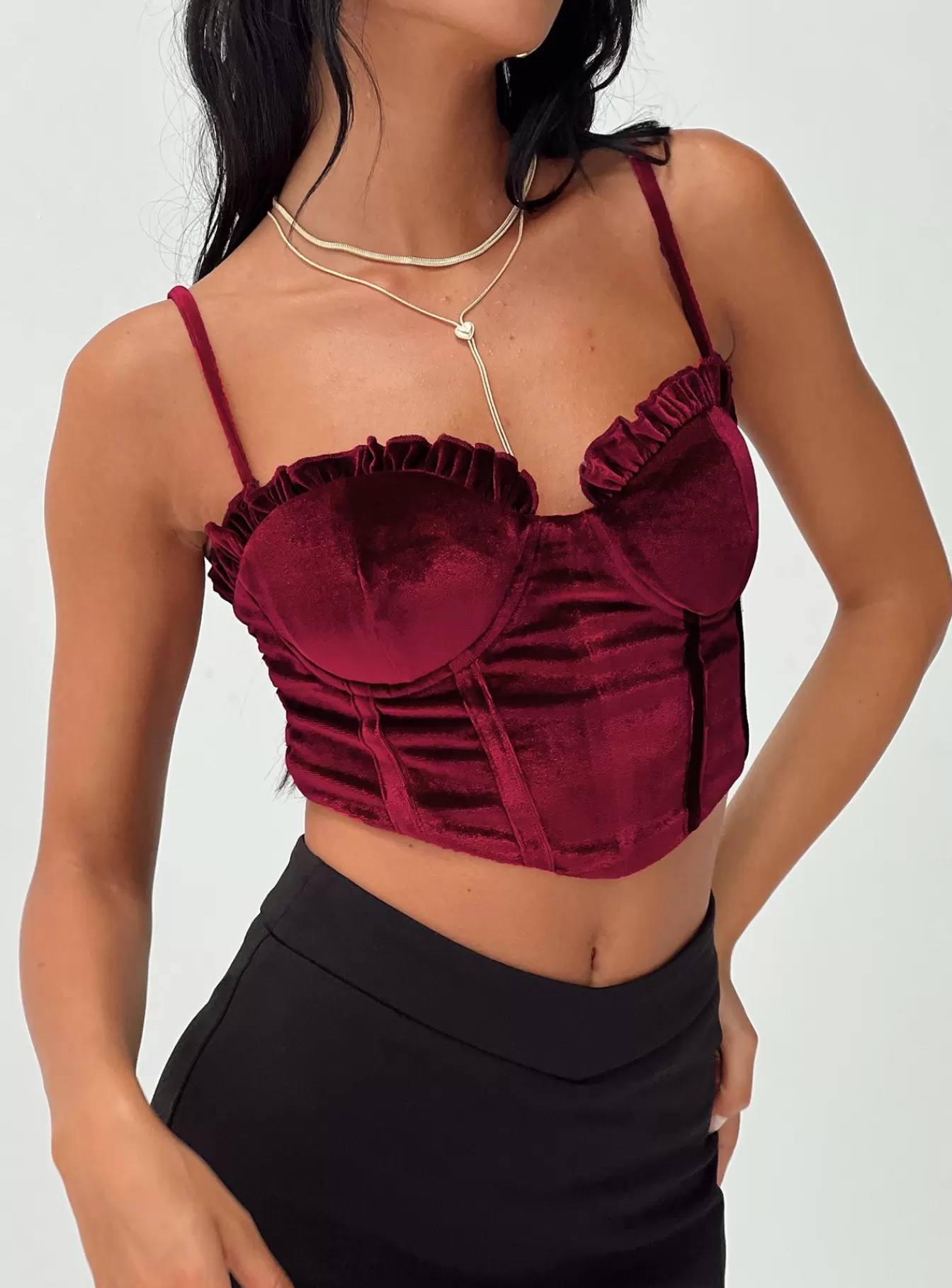 Princess Polly Corsets & Bustiers | Briddell Velvet Corset Top Red