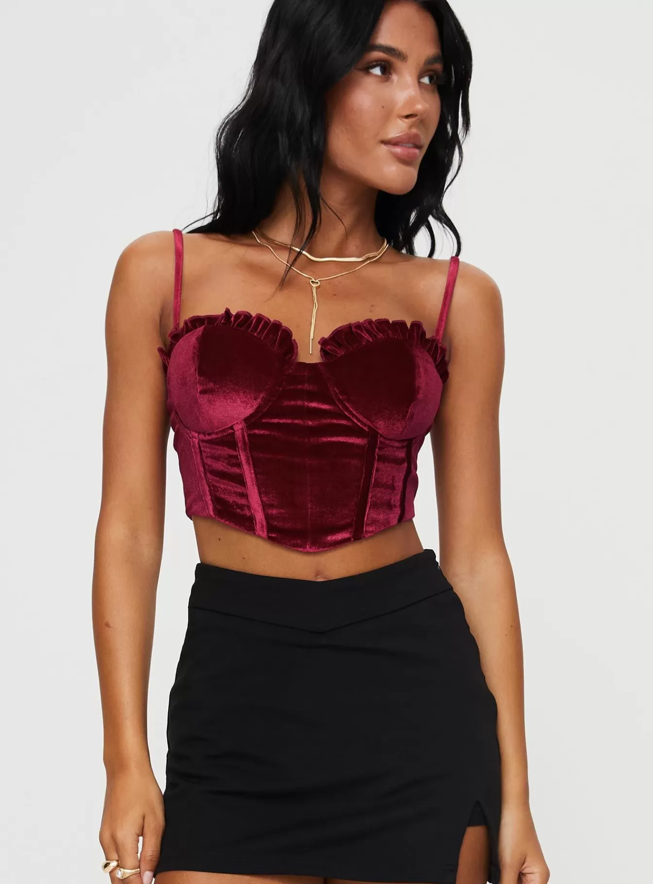 Princess Polly Corsets & Bustiers | Briddell Velvet Corset Top Red