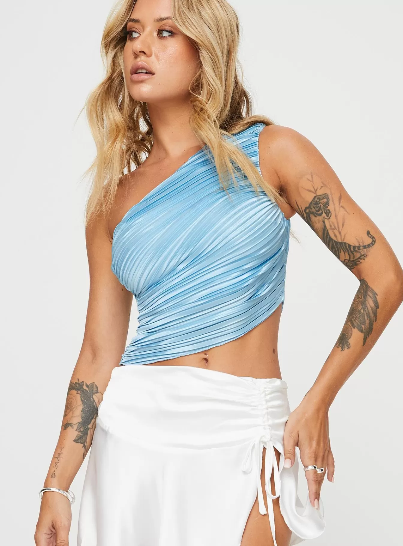 Princess Polly Crop Tops | Brinstead One Shoulder Top Blue