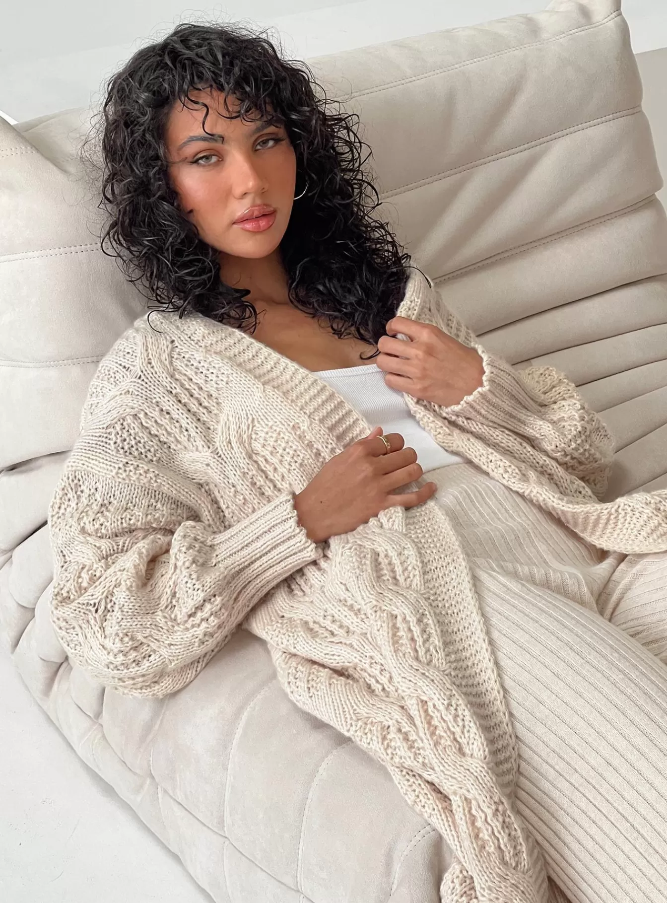 Princess Polly Knitted Sweaters | Bryer Longline Cardigan Cream