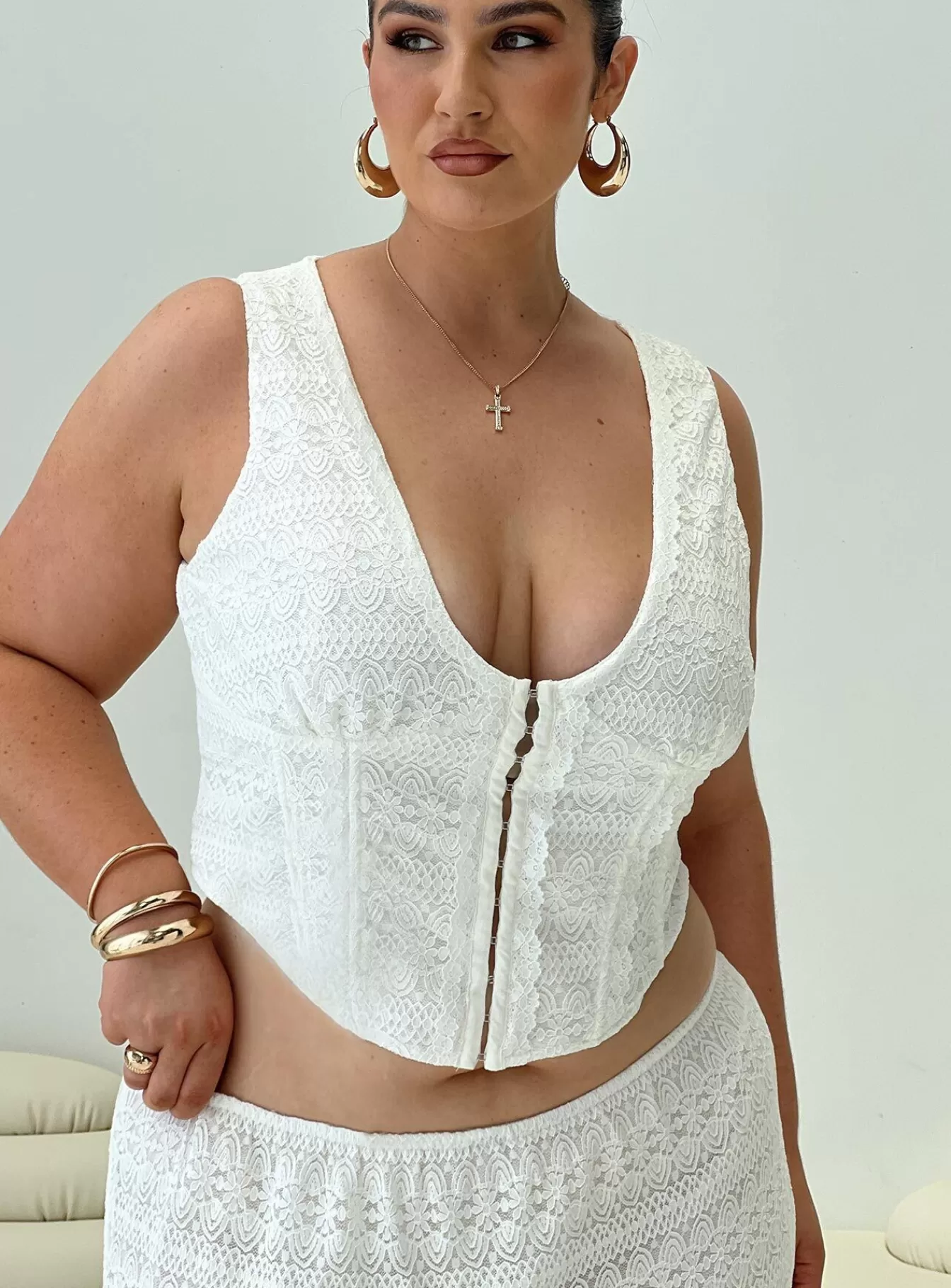 Princess Polly Corsets & Bustiers | Buttacupe Lace Corset Top Curve White