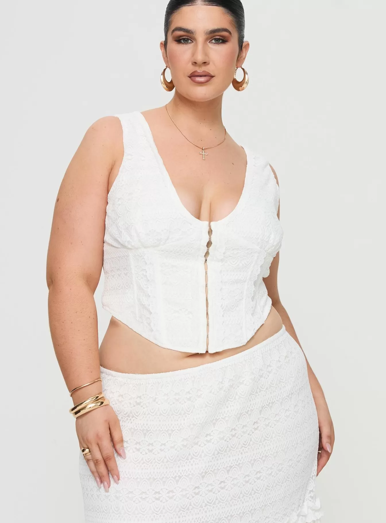 Princess Polly Corsets & Bustiers | Buttacupe Lace Corset Top Curve White