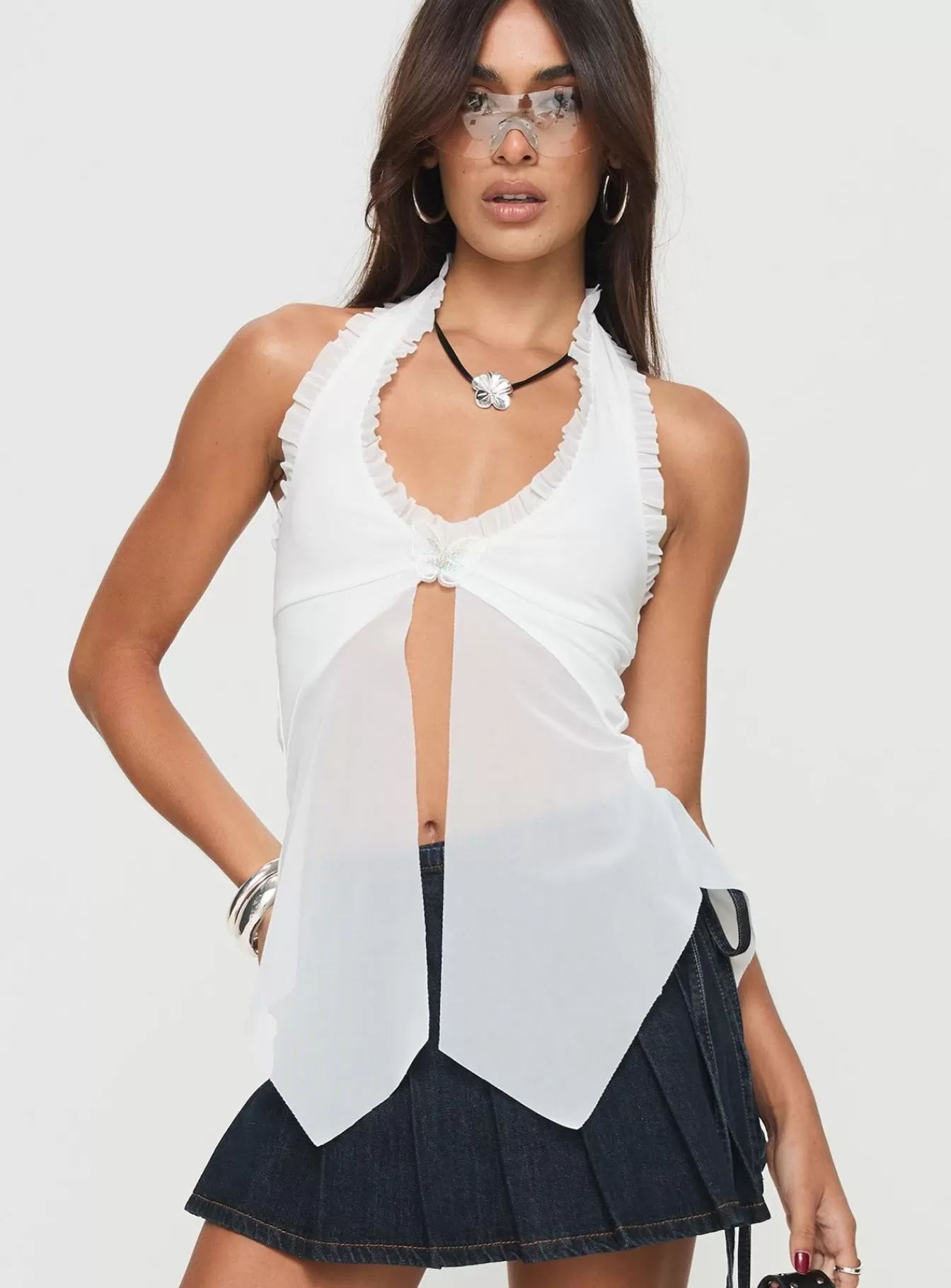 Princess Polly Spring Tops | Butterflies Galore Top White