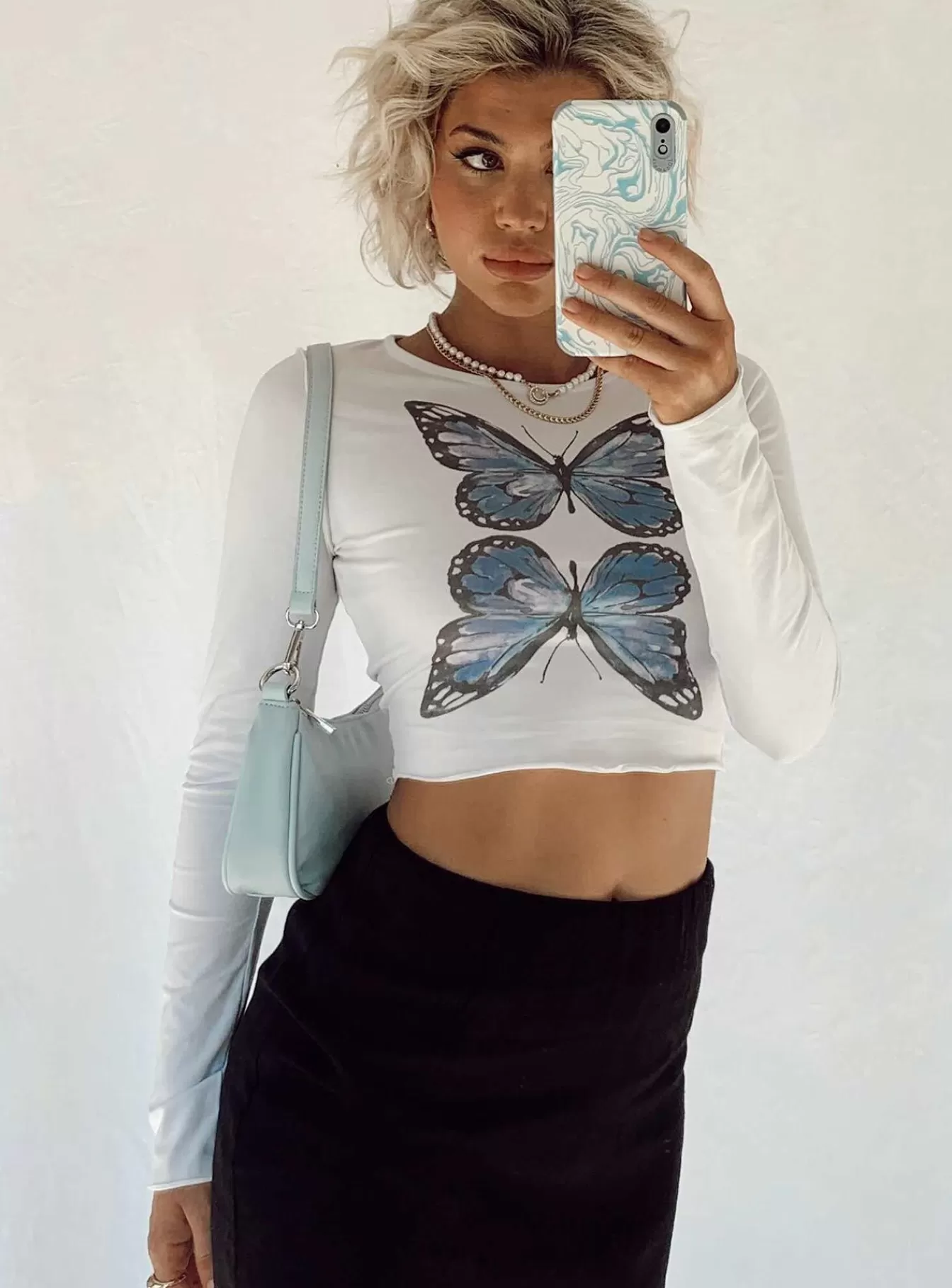Princess Polly Long Sleeve Tops | Butterfly Long Sleeve Top White