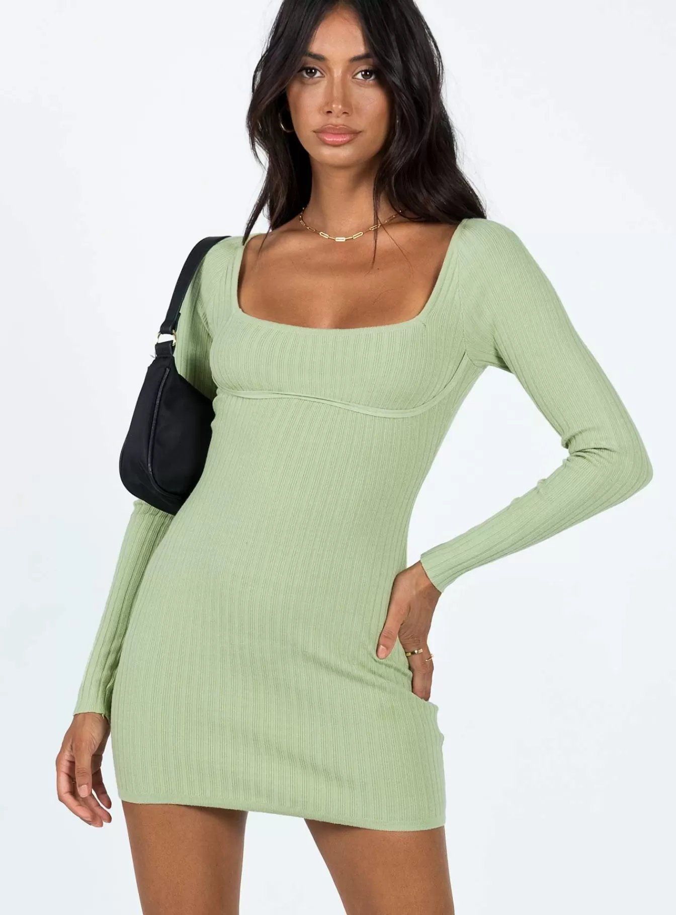 Princess Polly Mini Dresses | Byer Long Sleeve Mini Dress Sage