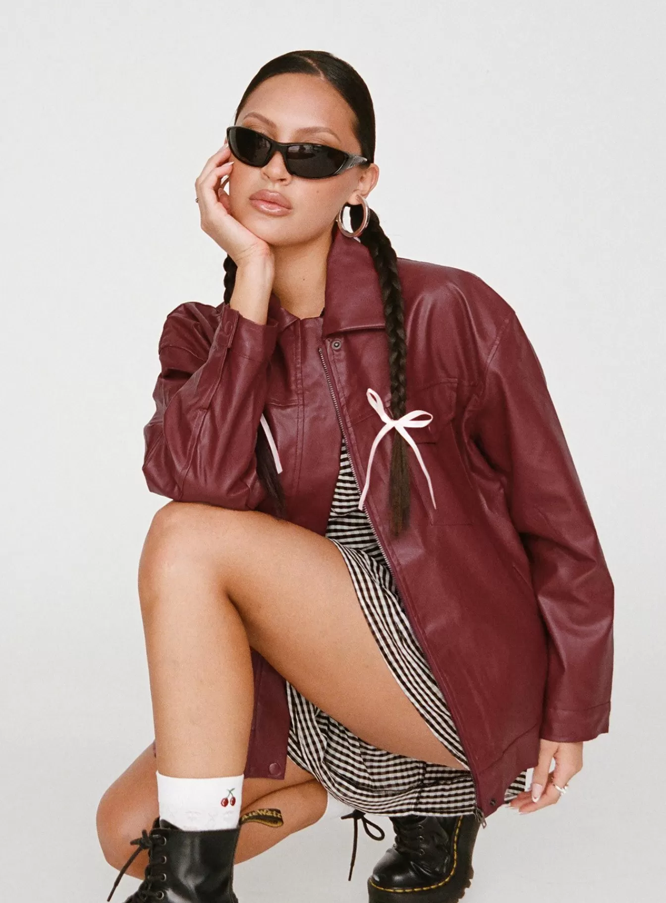 Princess Polly Leather Jackets | Callie Faux Leather Jacket Burgundy