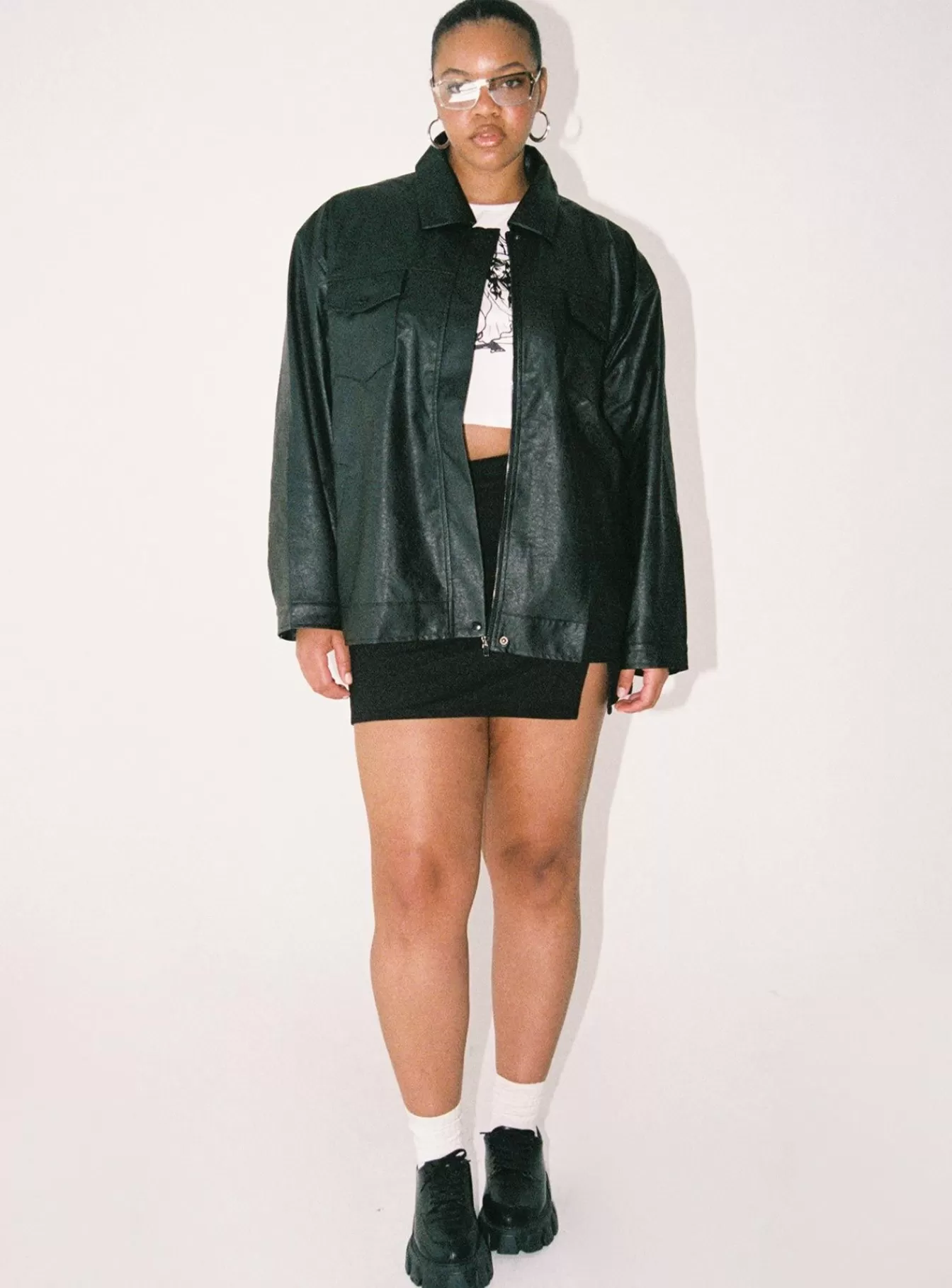 Princess Polly Leather Jackets | Callie Faux Leather Jacket Curve Black
