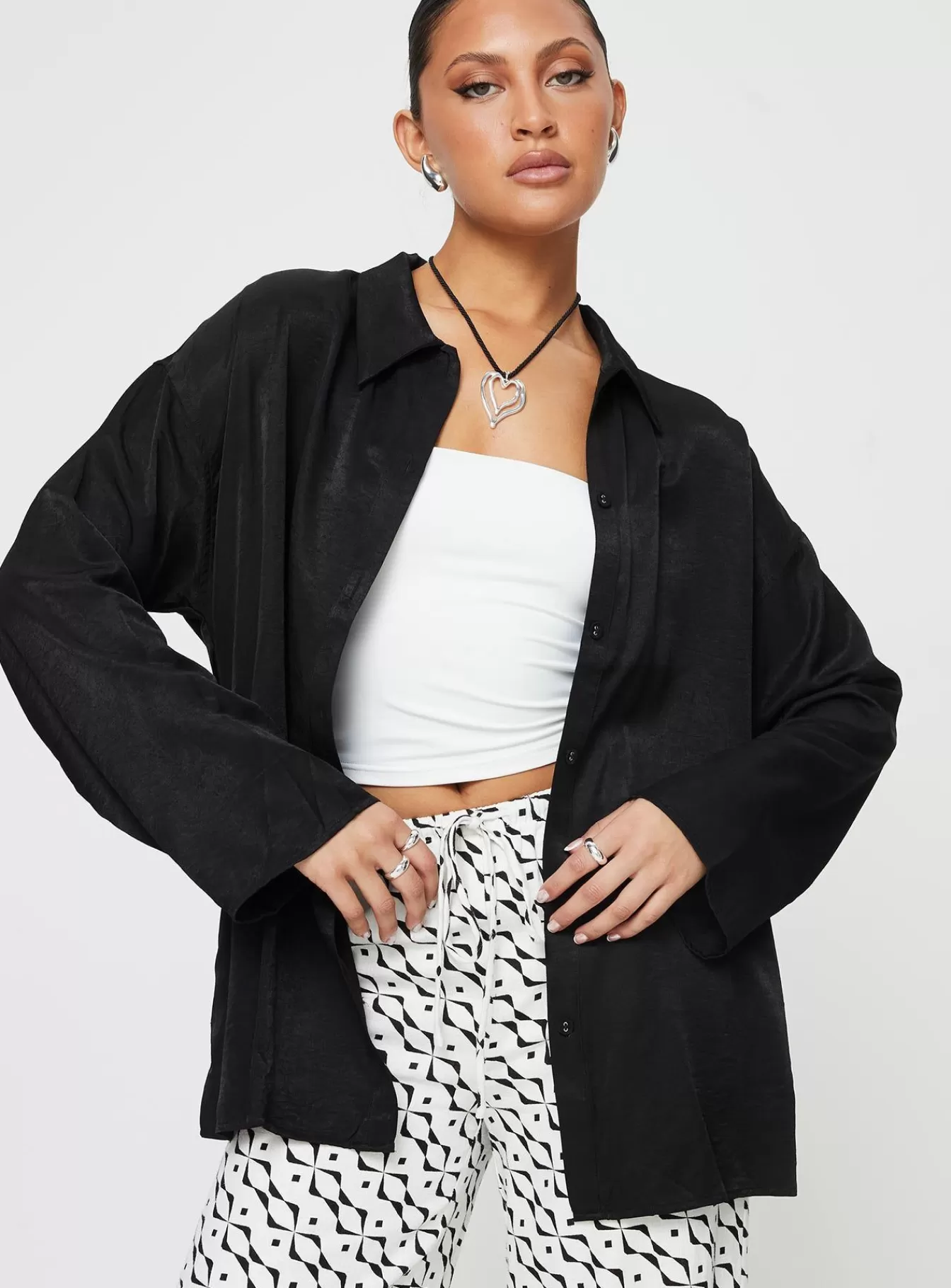 Princess Polly Long Sleeve Tops | Callie Shirt Black