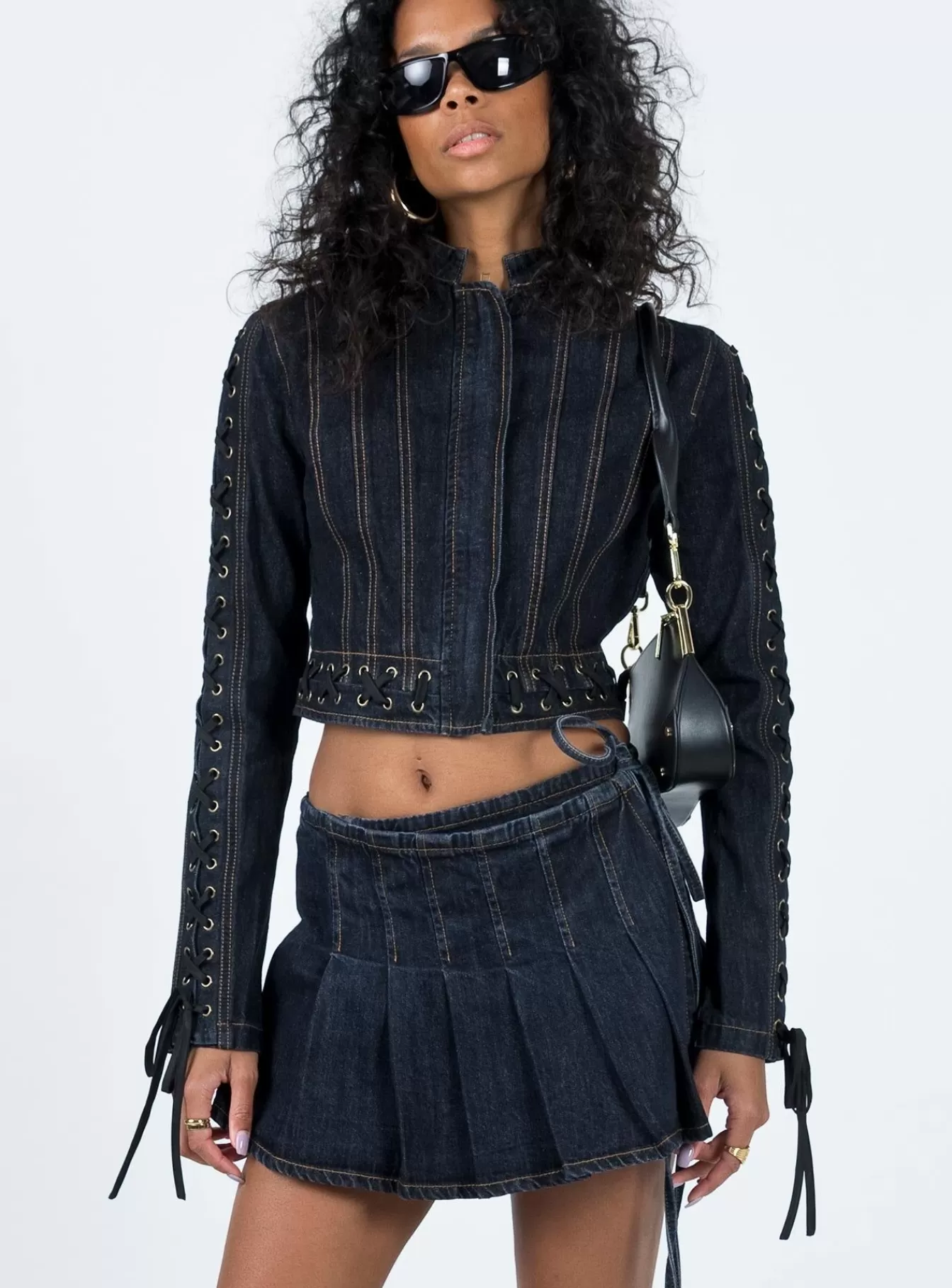 Princess Polly Skirts | Camelia Pleat Mini Dark Denim