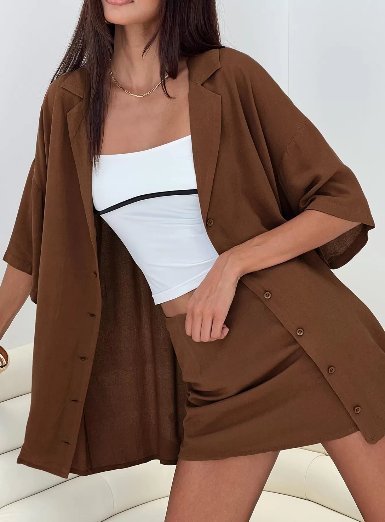 Princess Polly Shirts & Blouses | Caraliia Shirt Brown