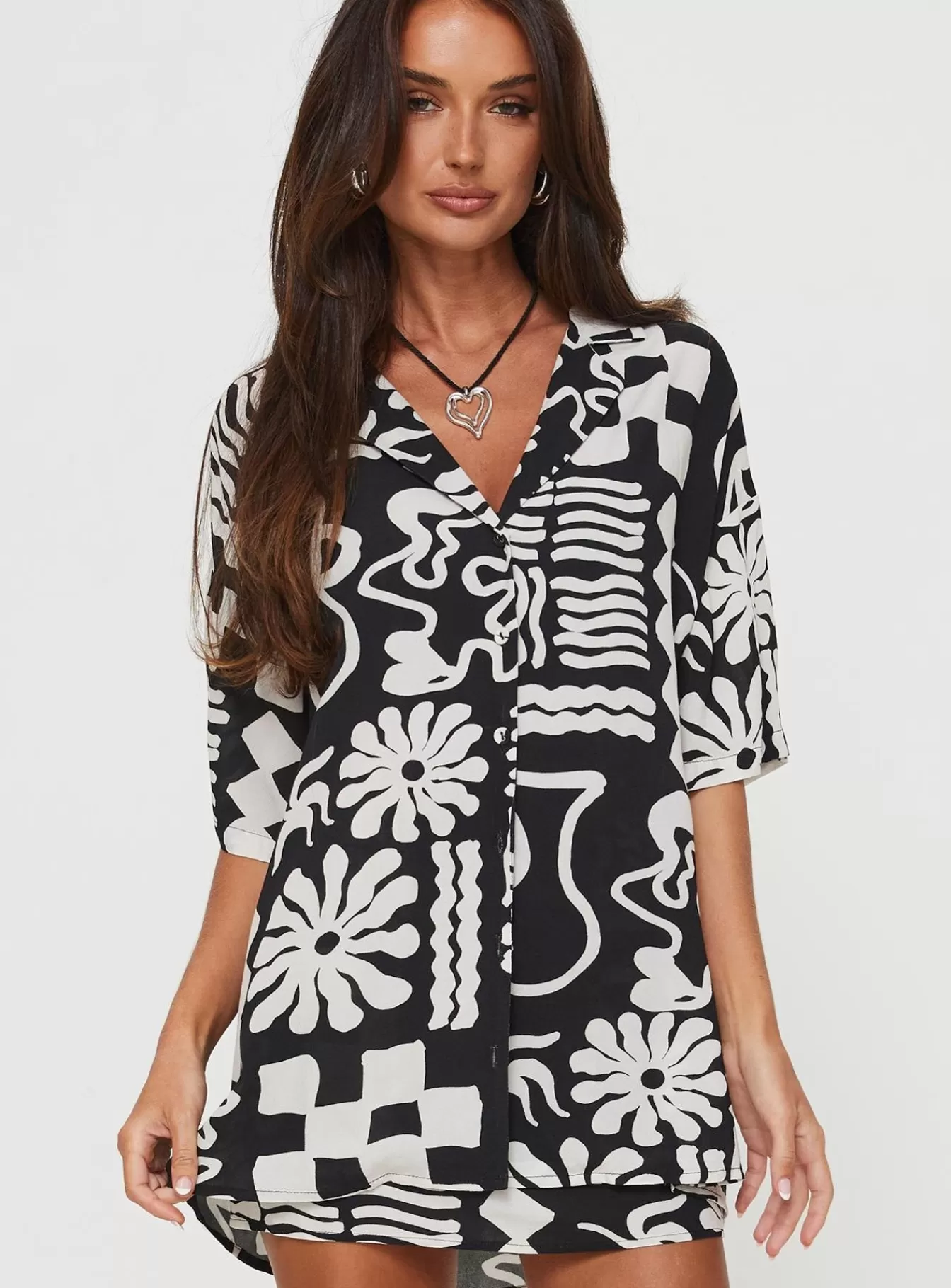 Princess Polly Shirts & Blouses | Caraliia Shirt Black / Cream