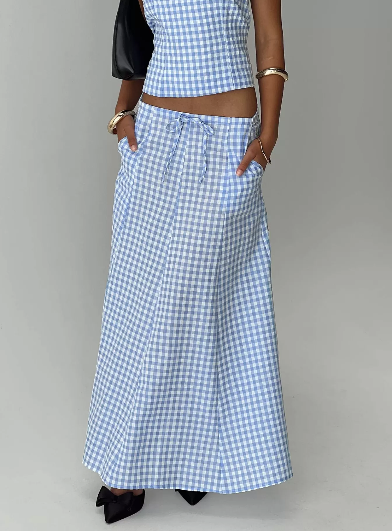 Princess Polly Skirts | Carmino Maxi Skirt Blue Check