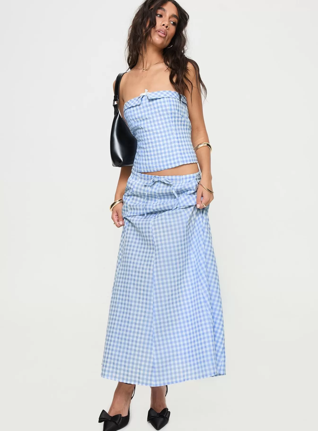 Princess Polly Skirts | Carmino Maxi Skirt Blue Check