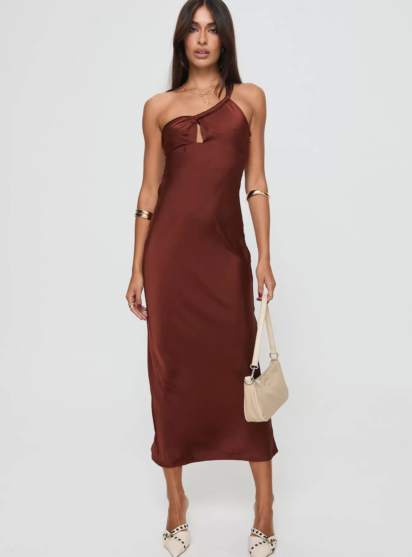 Princess Polly Maxi Dresses | Casimir One Shoulder Maxi Dress Chocolate