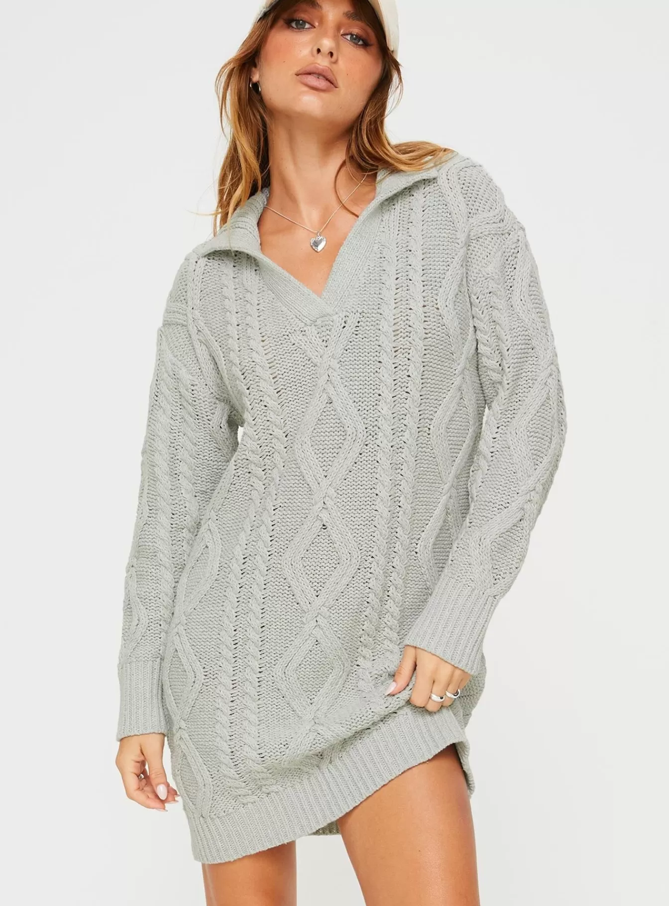 Princess Polly Mini Dresses | Cavanaugh Sweater Dress Grey Marle