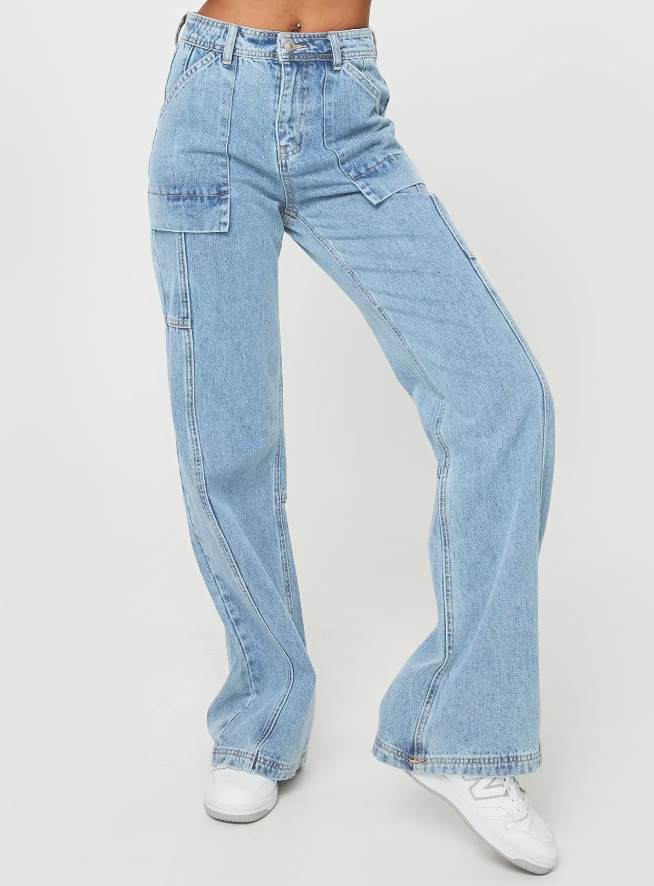 Princess Polly Jeans | Chad Cargo Jeans Denim Mid Wash