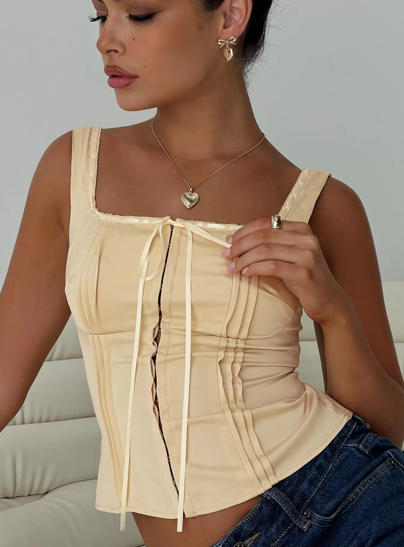 Princess Polly Party Tops | Chalamet Top Champagne