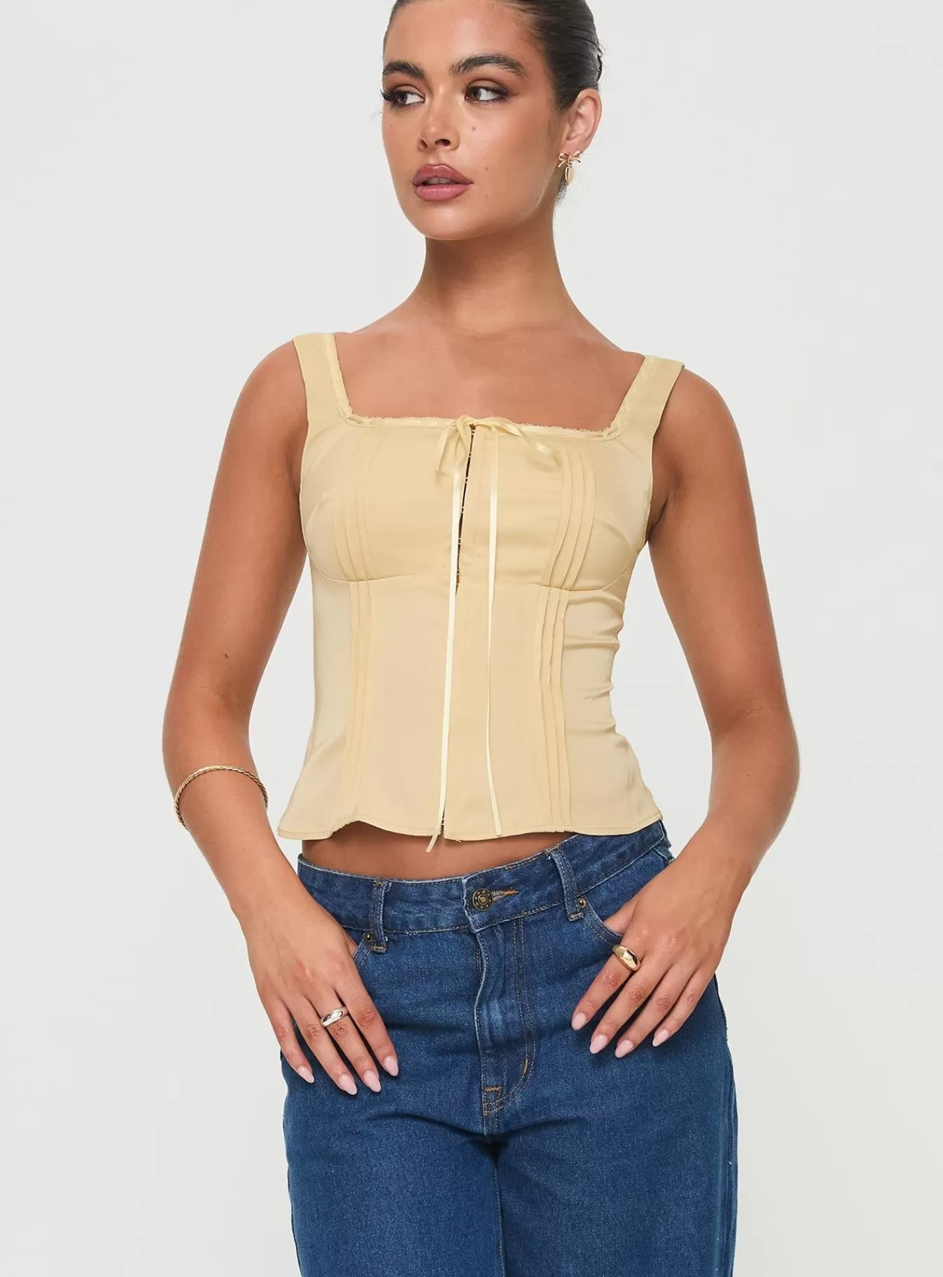 Princess Polly Party Tops | Chalamet Top Champagne