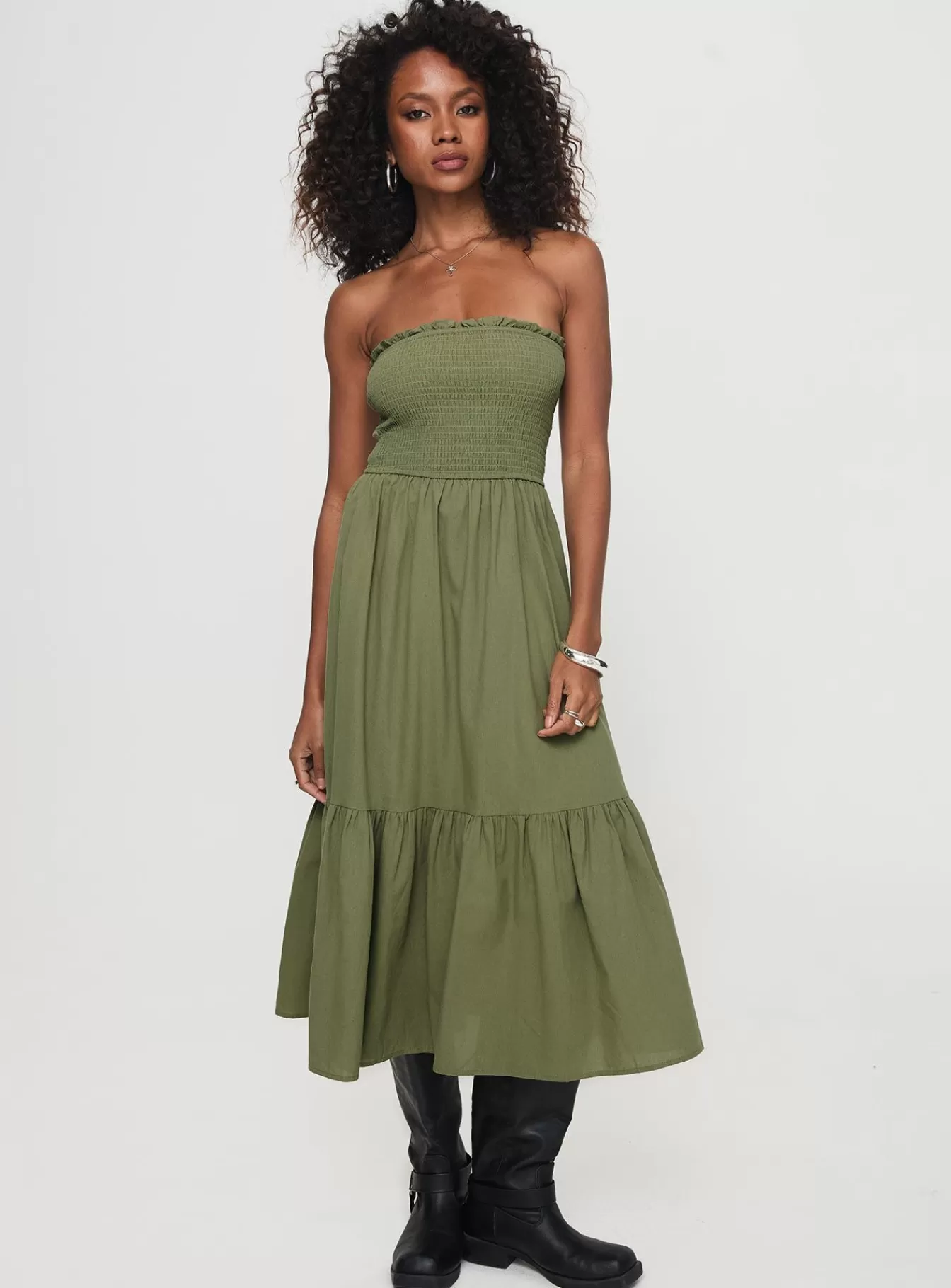 Princess Polly Maxi Dresses | Chani Strapless Maxi Dress Olive
