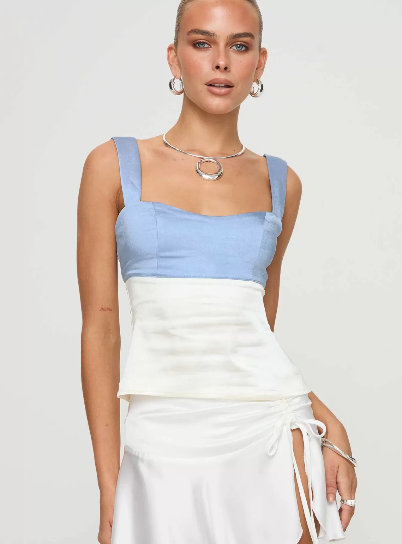 Princess Polly Party Tops | Chantell Top Blue / White