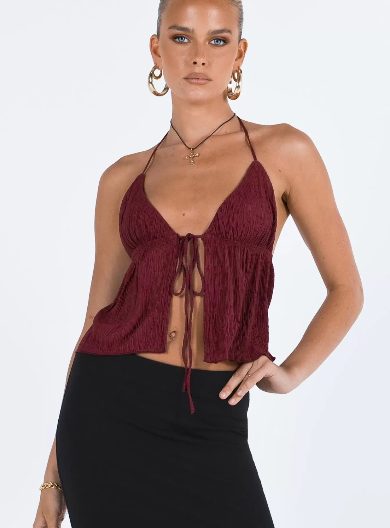Princess Polly Crop Tops | Chantria Top Lower Impact Burgundy