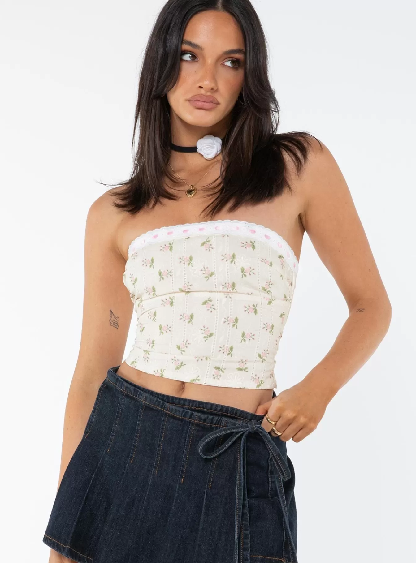 Princess Polly Corsets & Bustiers | Chariot Strapless Top White / Floral Cream