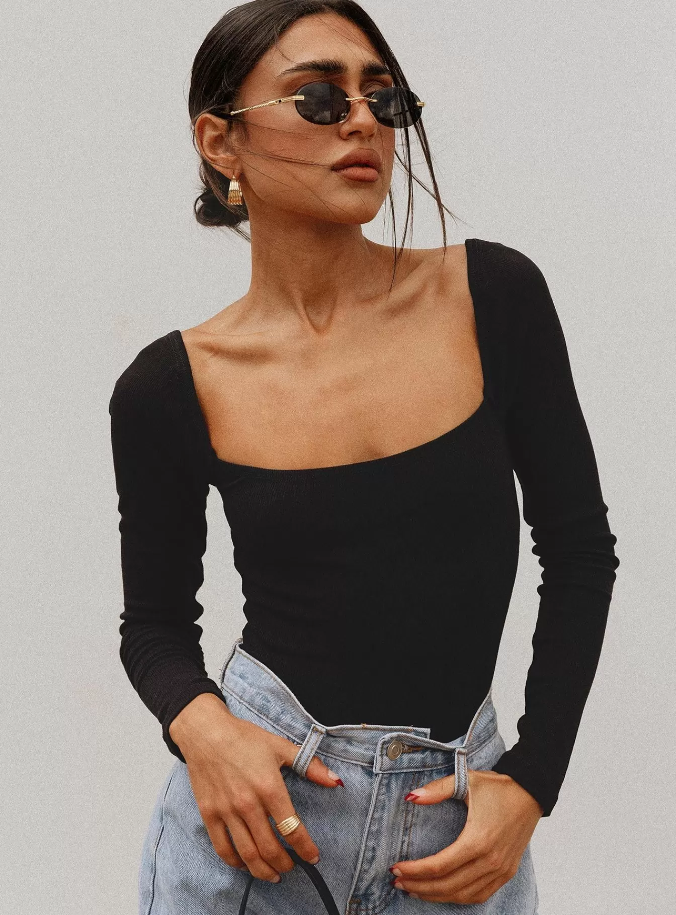 Princess Polly Long Sleeve Tops | Charlotte Bodysuit Black
