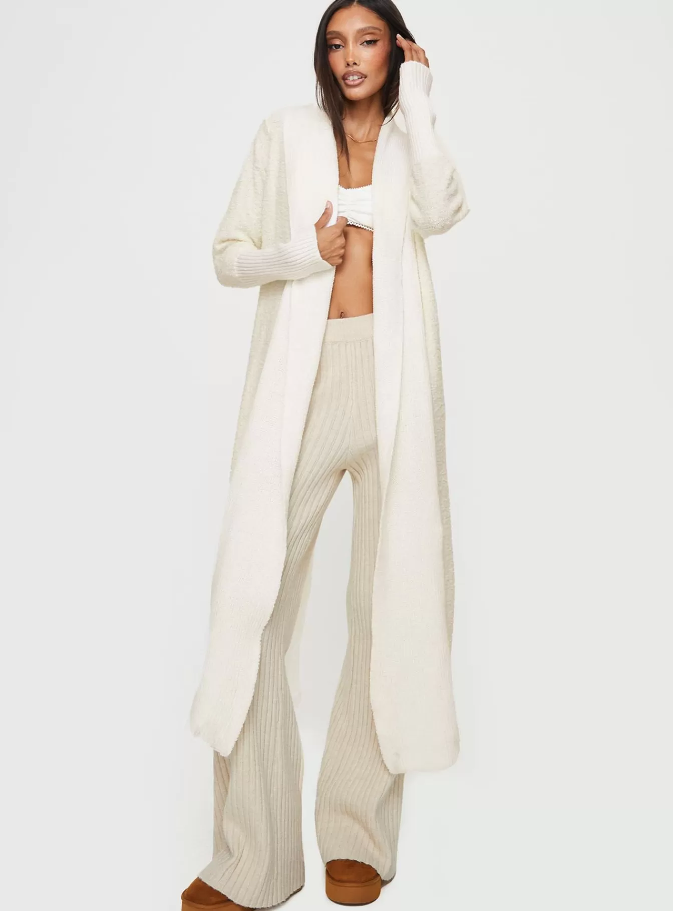 Princess Polly Knitted Sweaters | Chelia Longline Cardigan Cream