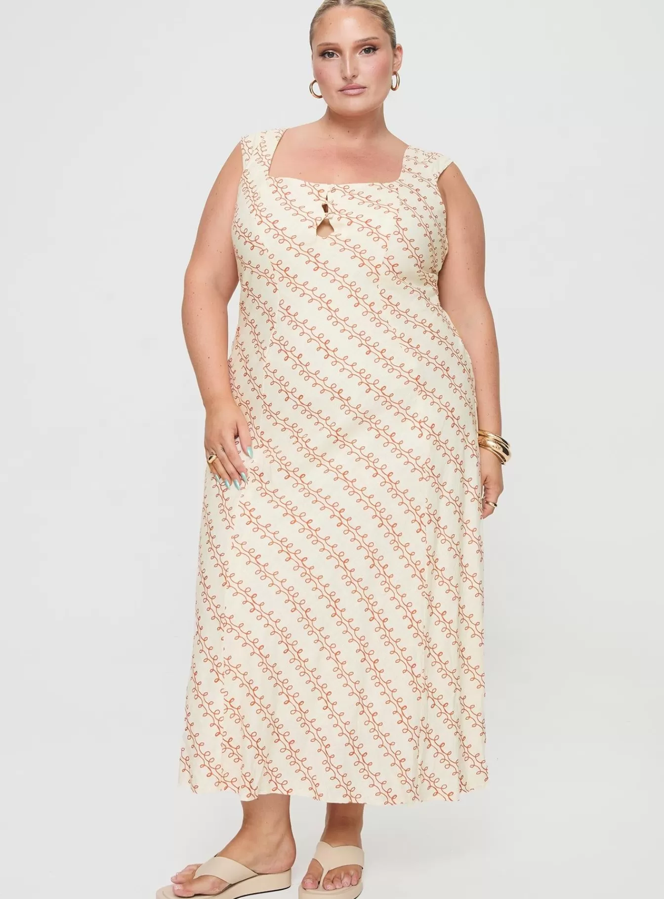 Princess Polly Maxi Dresses | Chosen Girl Linen Blend Maxi Dress Curve Multi