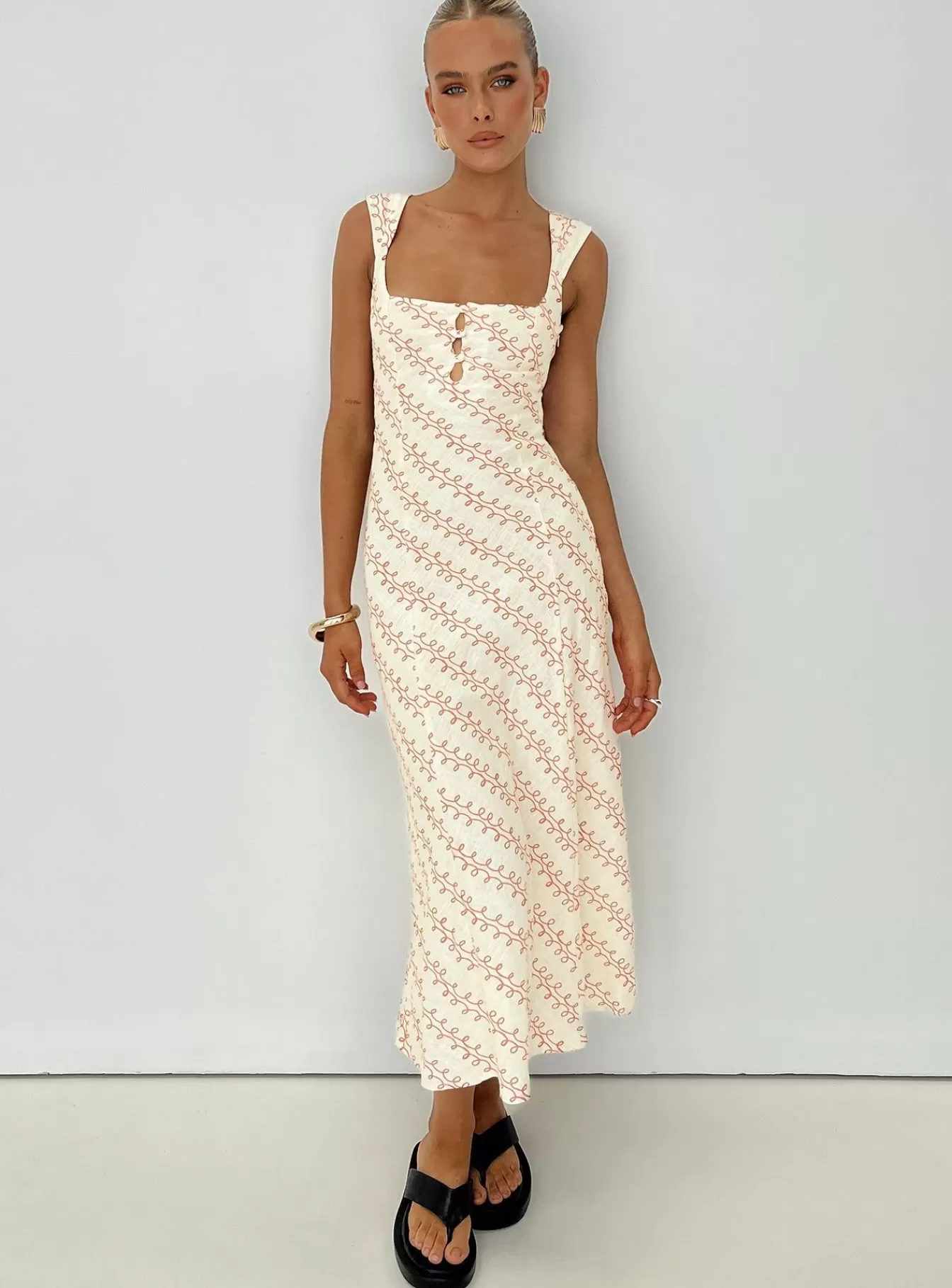 Princess Polly Midi Dresses | Chosen Girl Linen Blend Midi Dress Multi