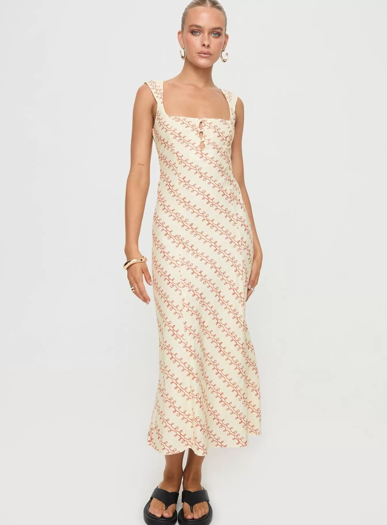 Princess Polly Midi Dresses | Chosen Girl Linen Blend Midi Dress Multi