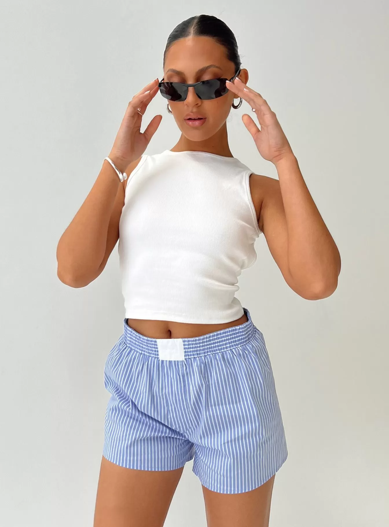 Princess Polly Shorts | Cobain Shorts Blue Stripe