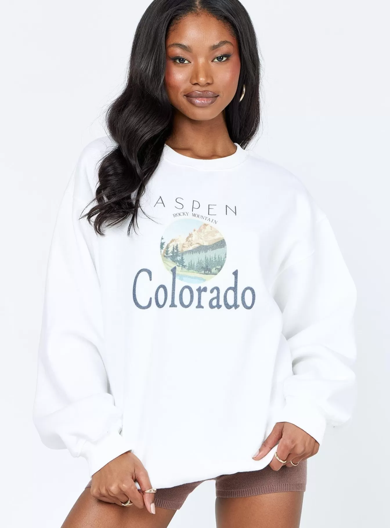 Princess Polly Sweatshirts & Hoodies | Colorado Oversized Crewneck Sweatshirt White