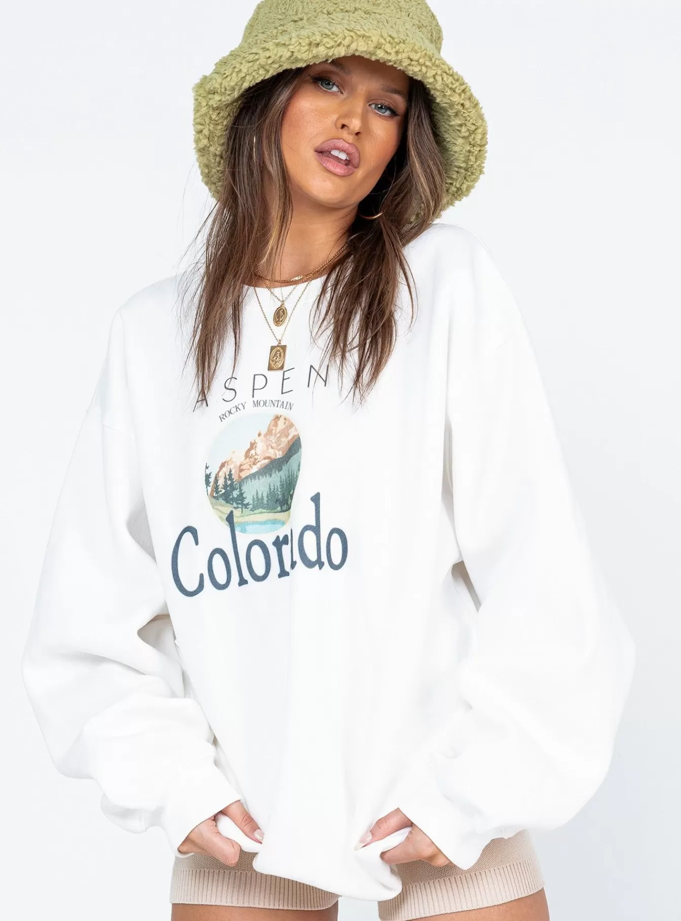 Princess Polly Sweatshirts & Hoodies | Colorado Oversized Crewneck Sweatshirt White