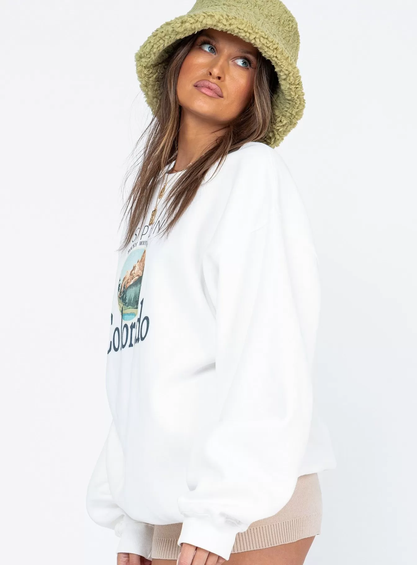 Princess Polly Sweatshirts & Hoodies | Colorado Oversized Crewneck Sweatshirt White