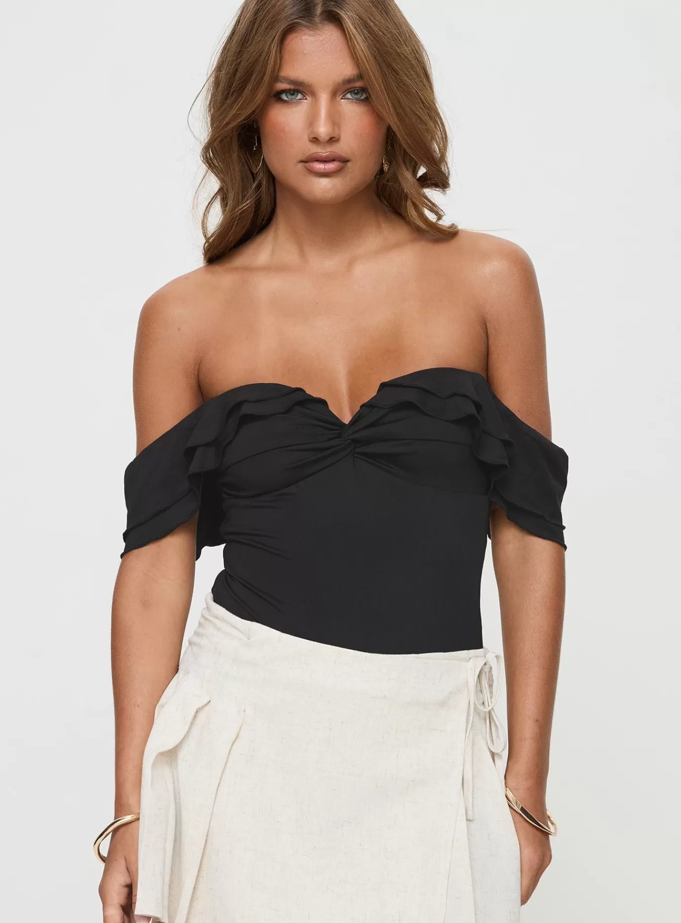 Princess Polly Spring Tops | Coming Back Ruffle Bodysuit Black