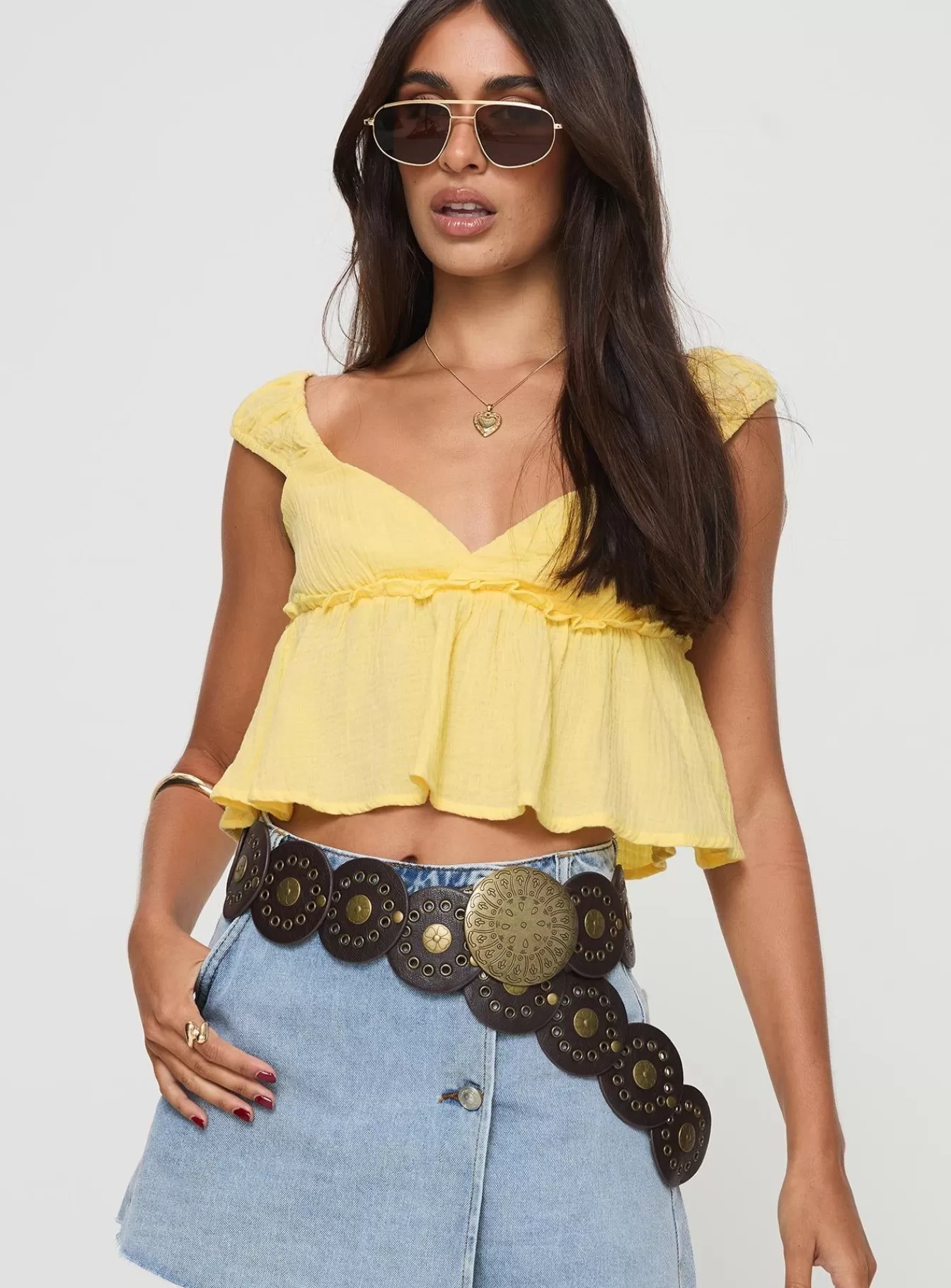 Princess Polly Spring Tops | Contardo Short Sleeve Top Yellow
