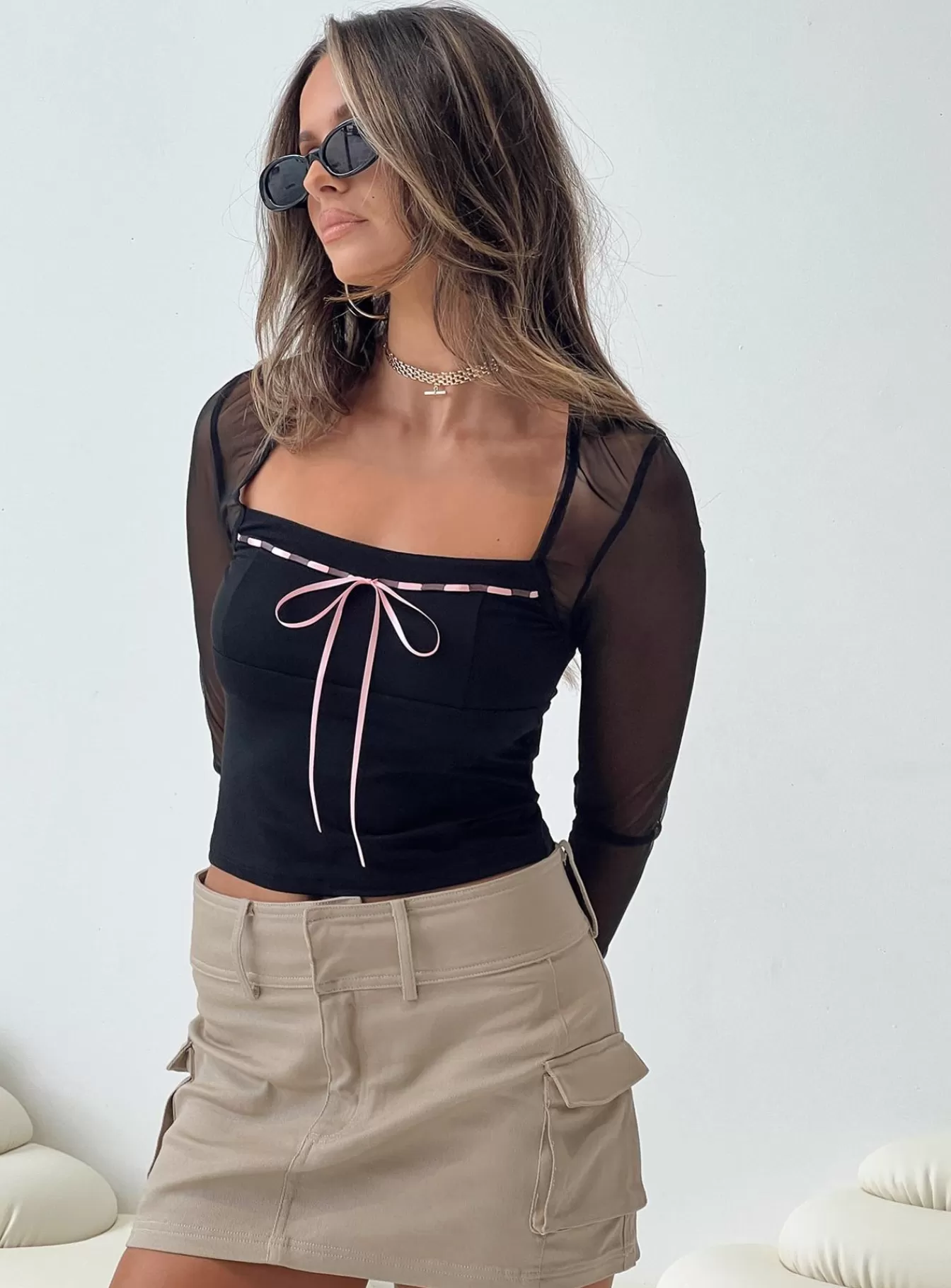 Princess Polly Long Sleeve Tops | Corria Mesh Long Sleeve Top Black