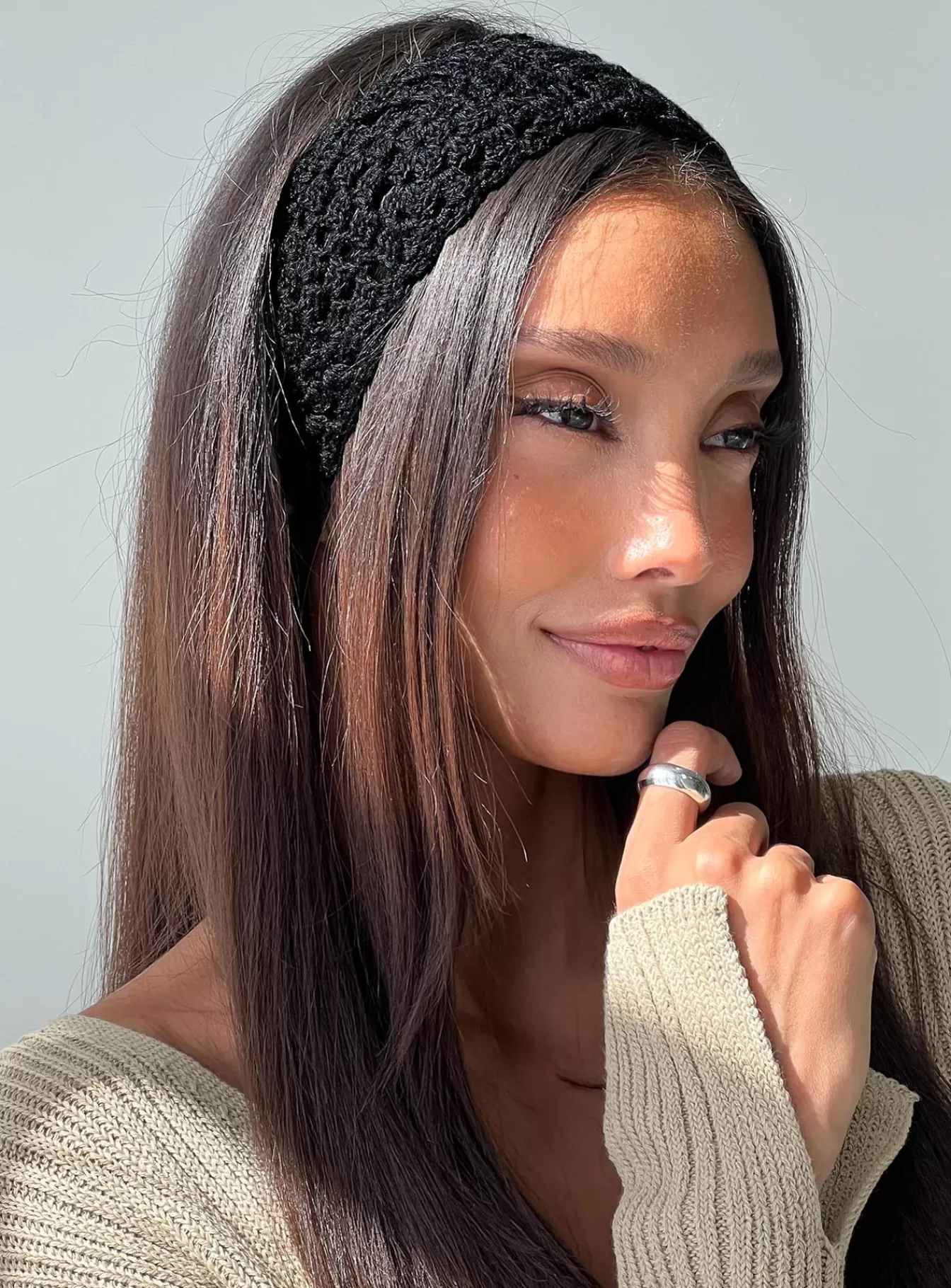 Princess Polly Hair Accessories | Crotchet Headband Black