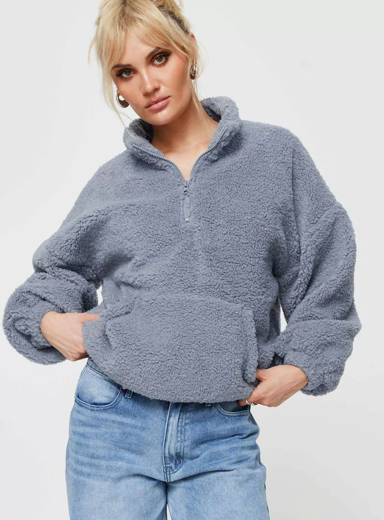 Princess Polly Sweatshirts & Hoodies | Dais Teddy Sweater Blue