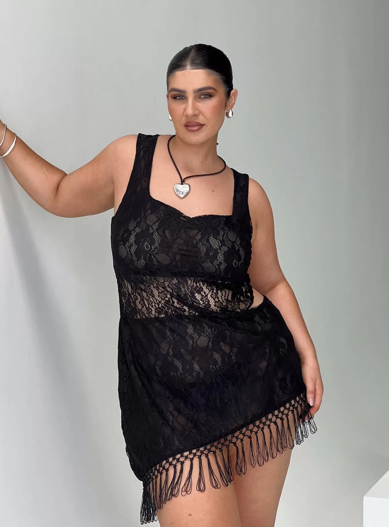 Princess Polly Curve Dresses | Dakarie Lace Mini Dress Curve Black