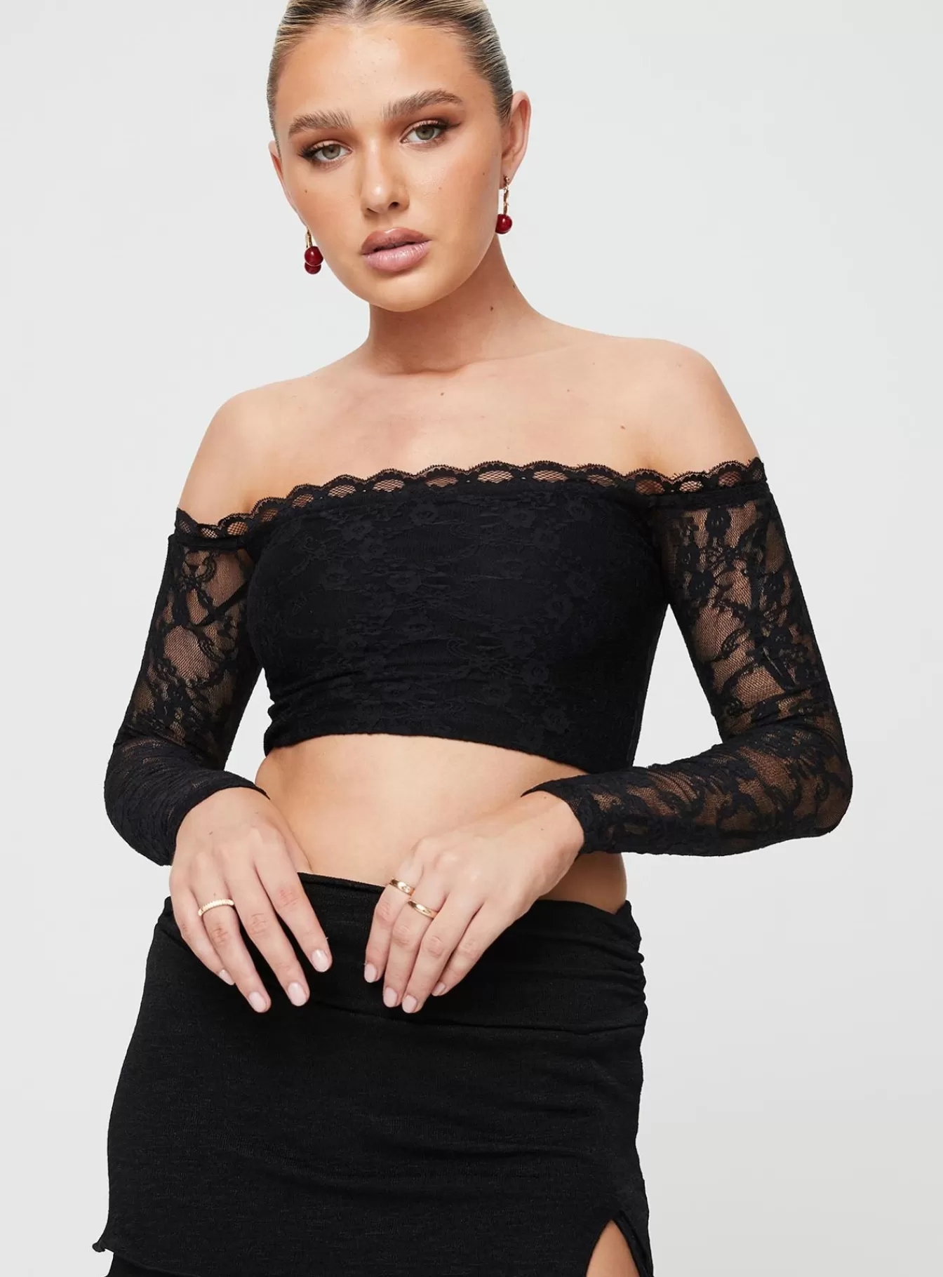 Princess Polly Long Sleeve Tops | Danzer Off The Shoulder Top Black