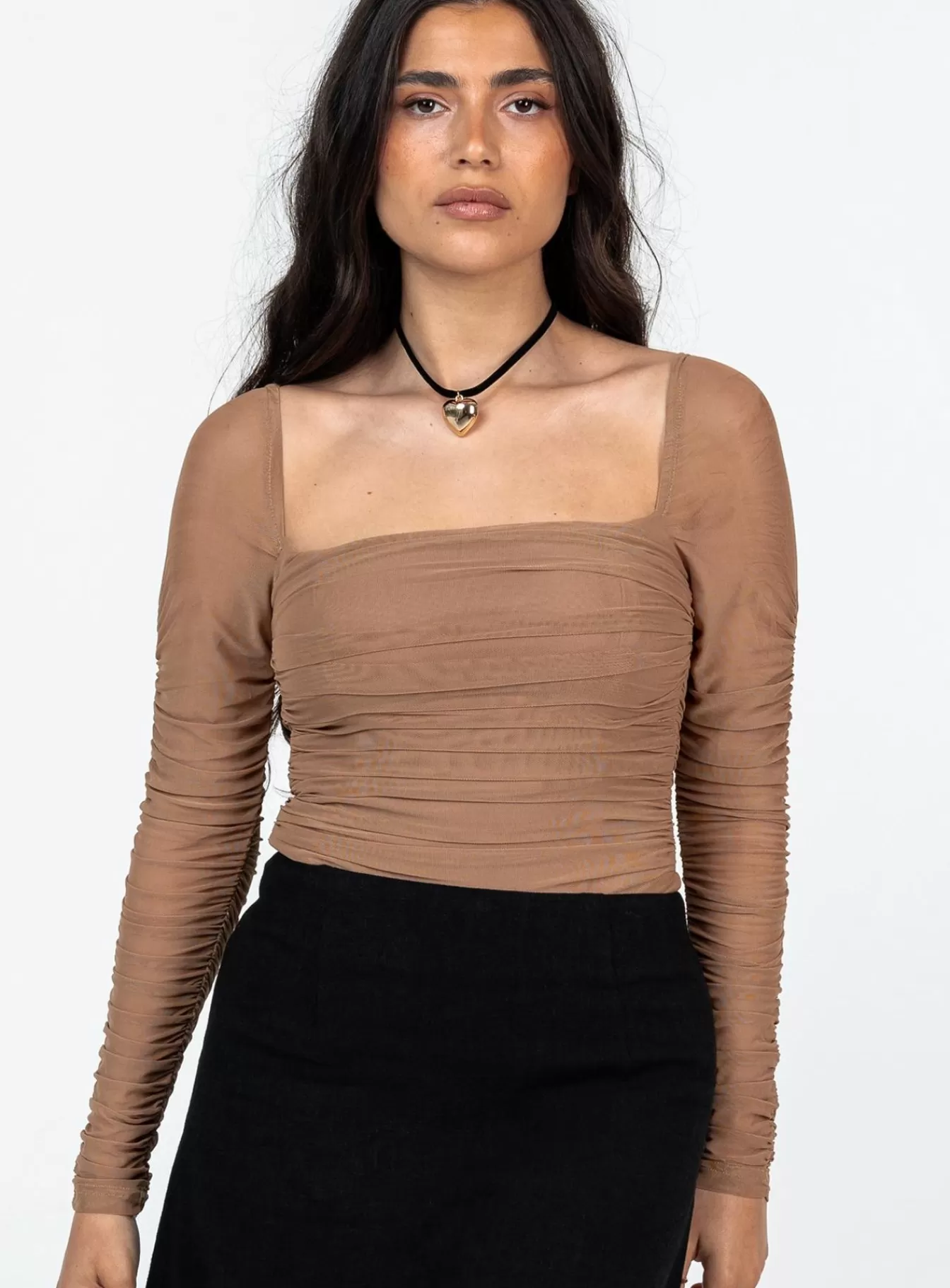 Princess Polly Long Sleeve Tops | Delany Bodysuit Petite Beige
