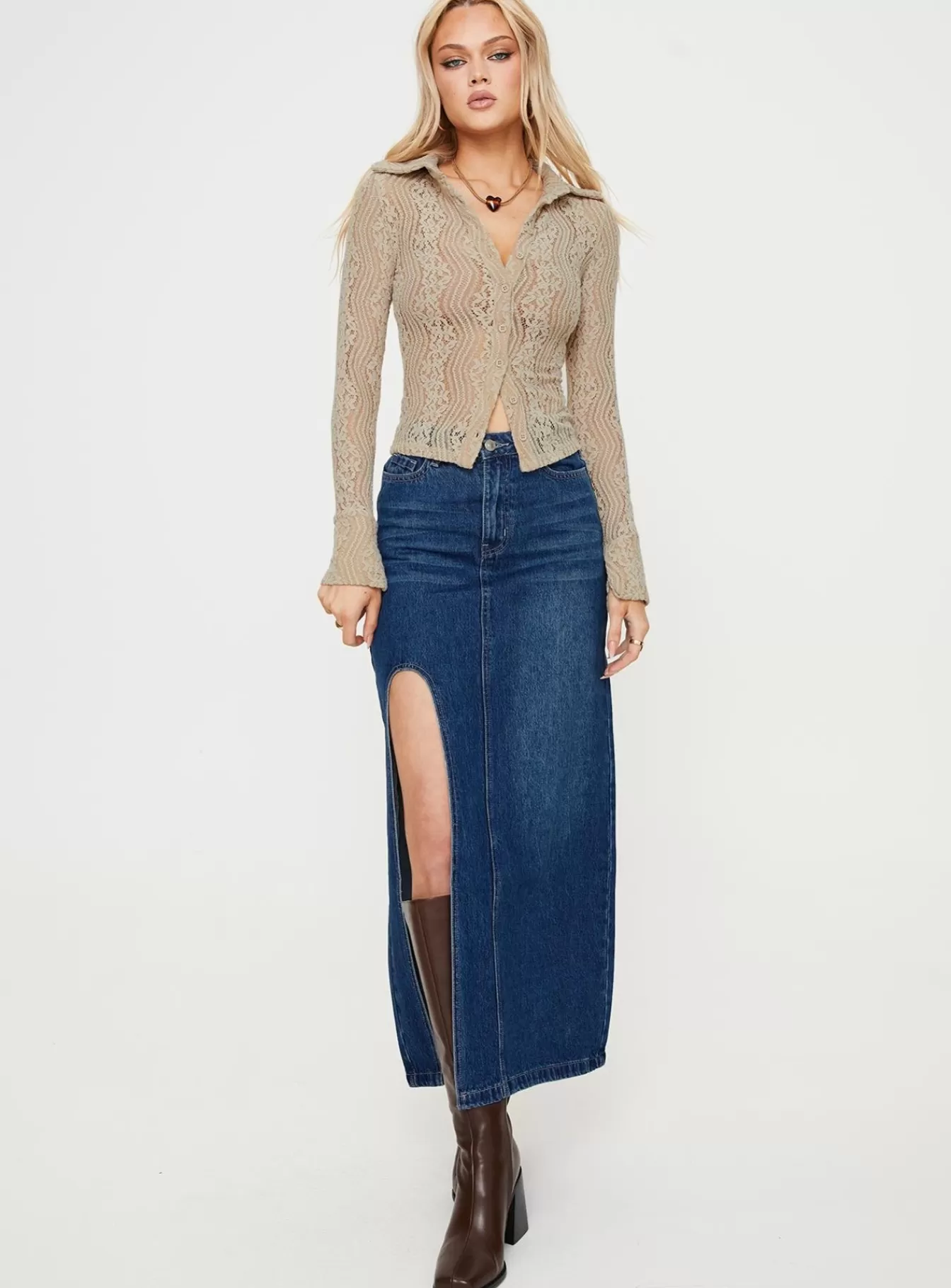 Princess Polly Long Sleeve Tops | Dellini Long Sleeve Top Beige