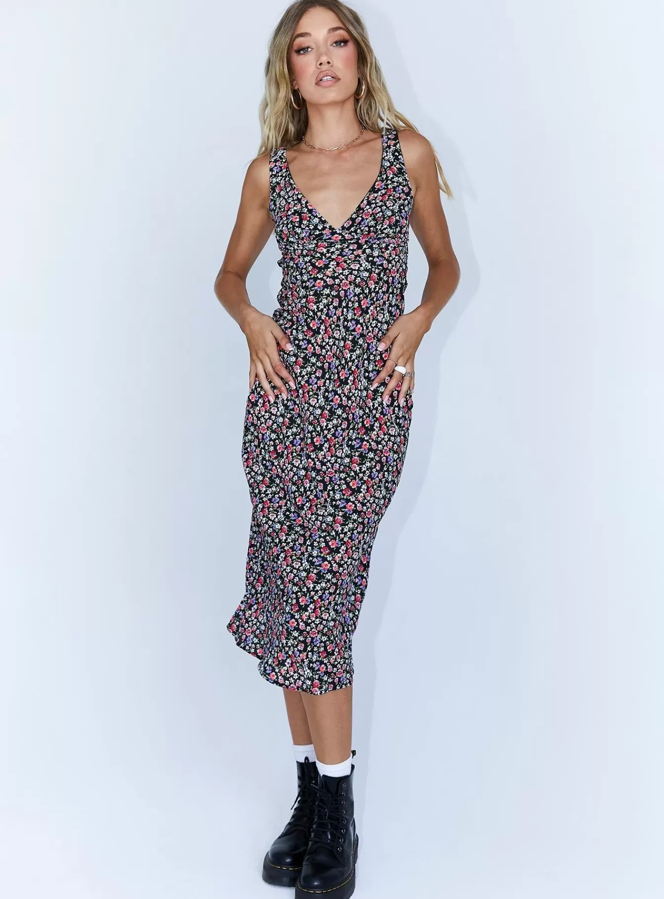 Princess Polly Midi Dresses | Delta Midi Dress Black Floral