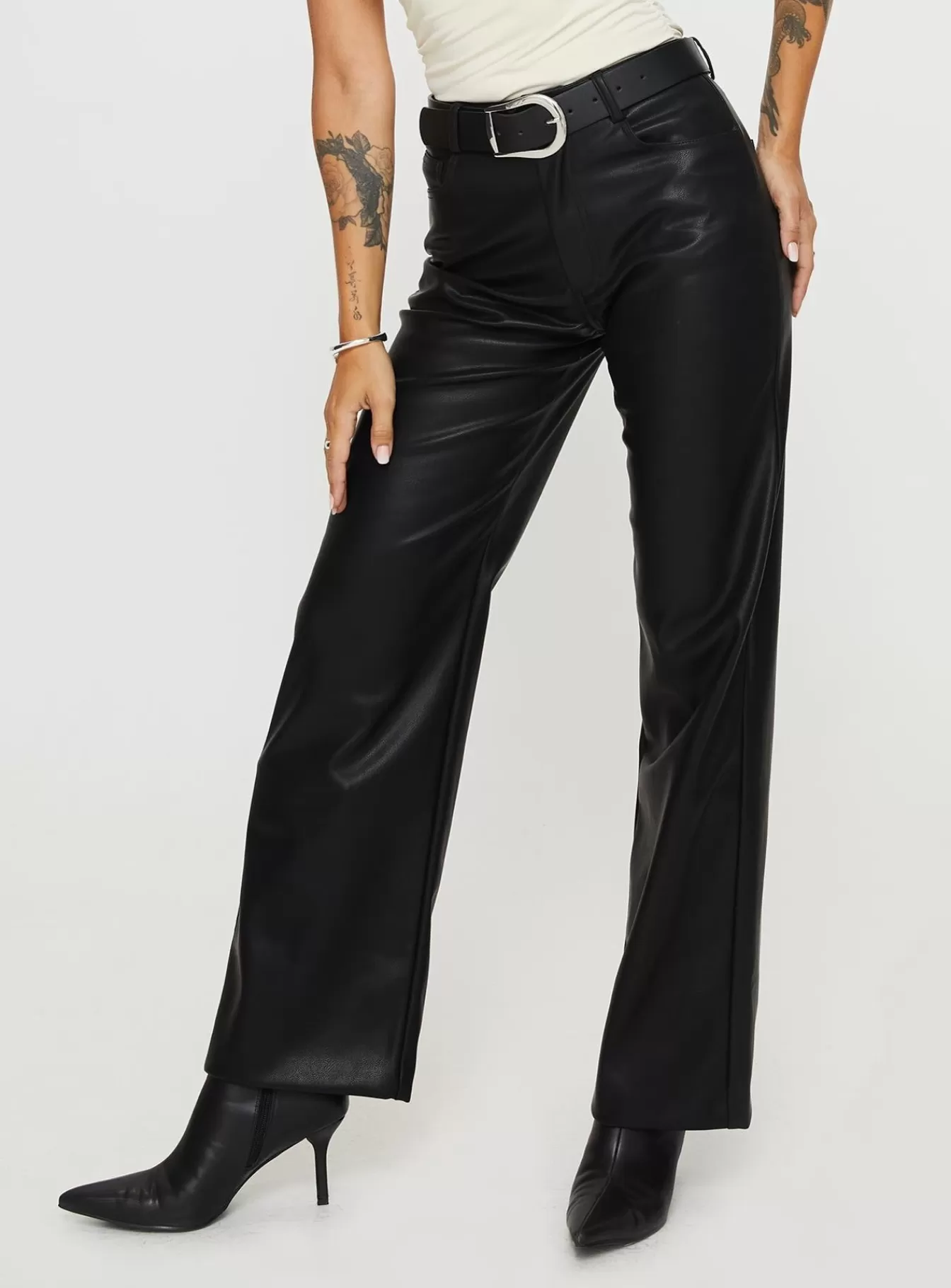 Princess Polly Pants | Dempsey Faux Leather Pants Black