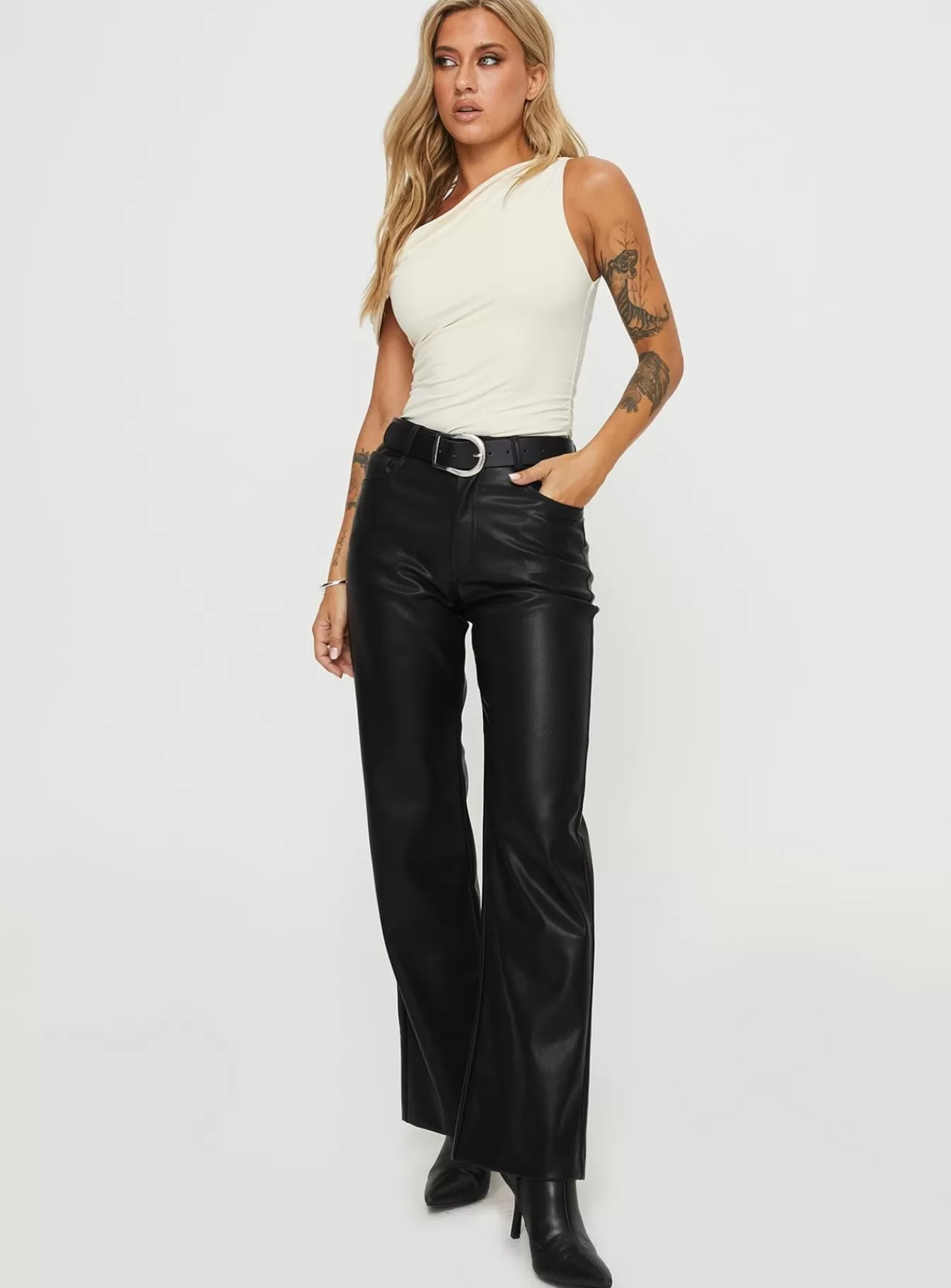 Princess Polly Pants | Dempsey Faux Leather Pants Black