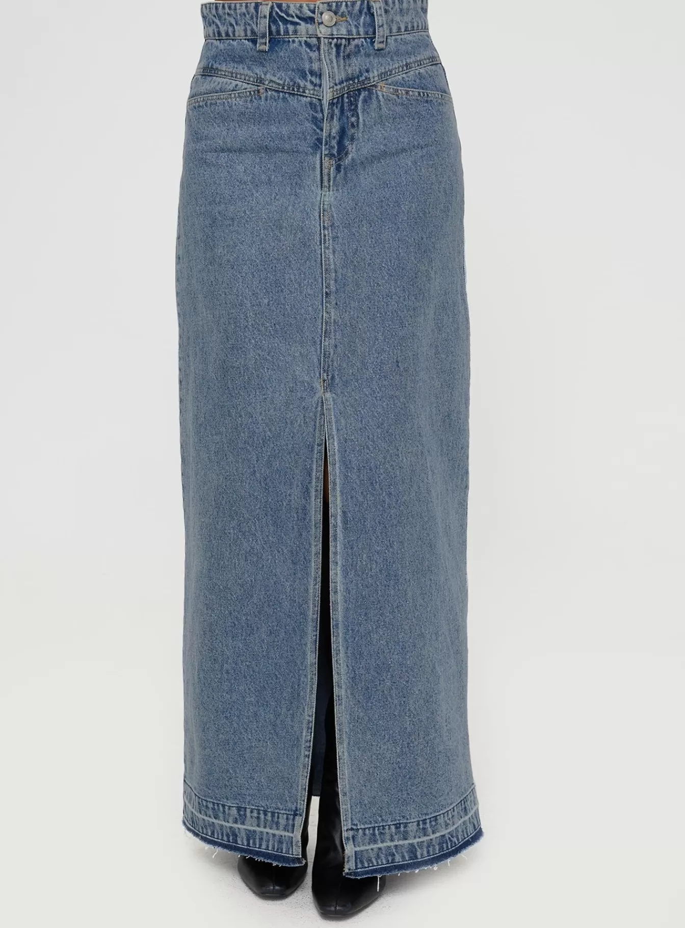 Princess Polly Skirts | Deneuve Denim Maxi Skirt Mid Wash Mid Blue